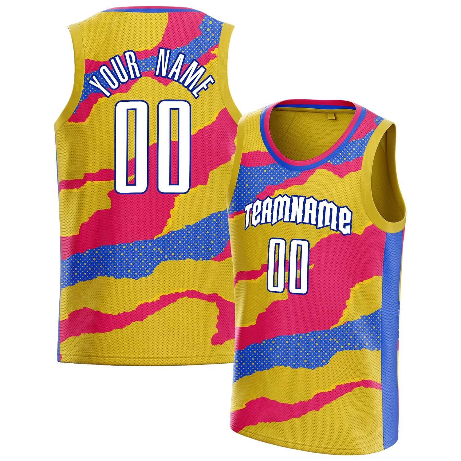 Benutzerdefiniertes Professionelles Gold Rosa Basketballtrikot BS01240808JG031