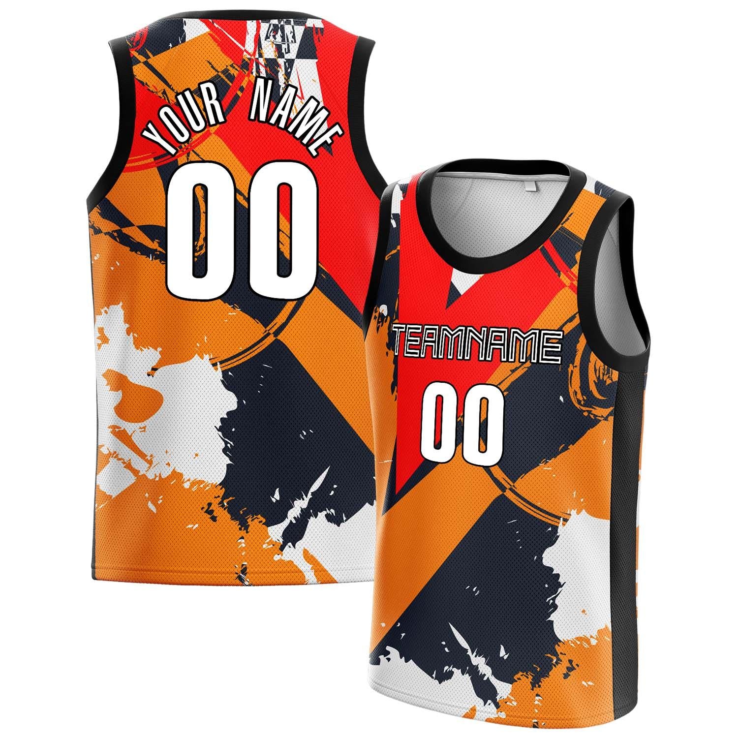 Benutzerdefiniertes Professionelles Orange Schwarz Basketballtrikot BS01240808JG034