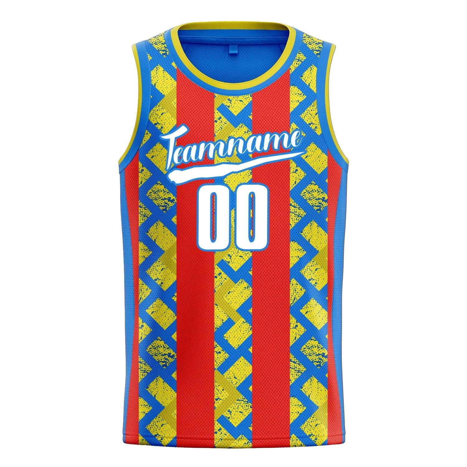 Benutzerdefiniertes Professionelles Rot Blau Basketballtrikot