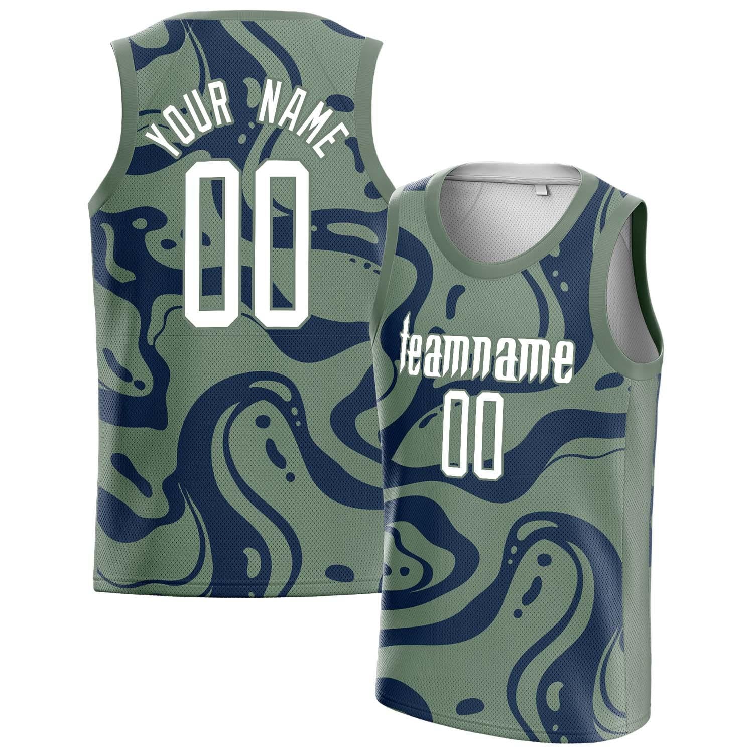 Benutzerdefiniertes Professionelles Oliv Marineblau Basketballtrikot BS01240808JG040