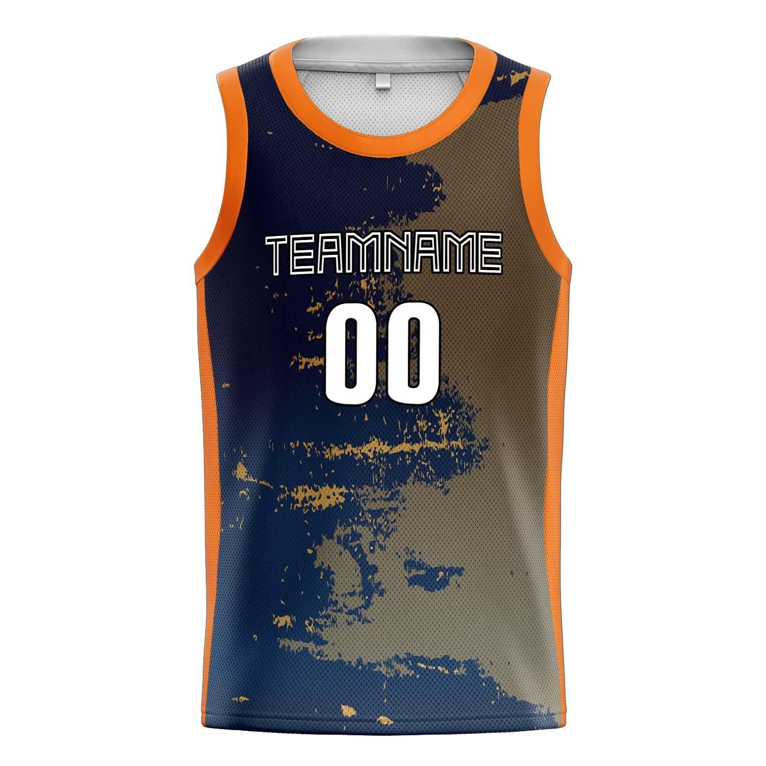 Benutzerdefiniertes Professionelles Marineblau Orange Basketballtrikot