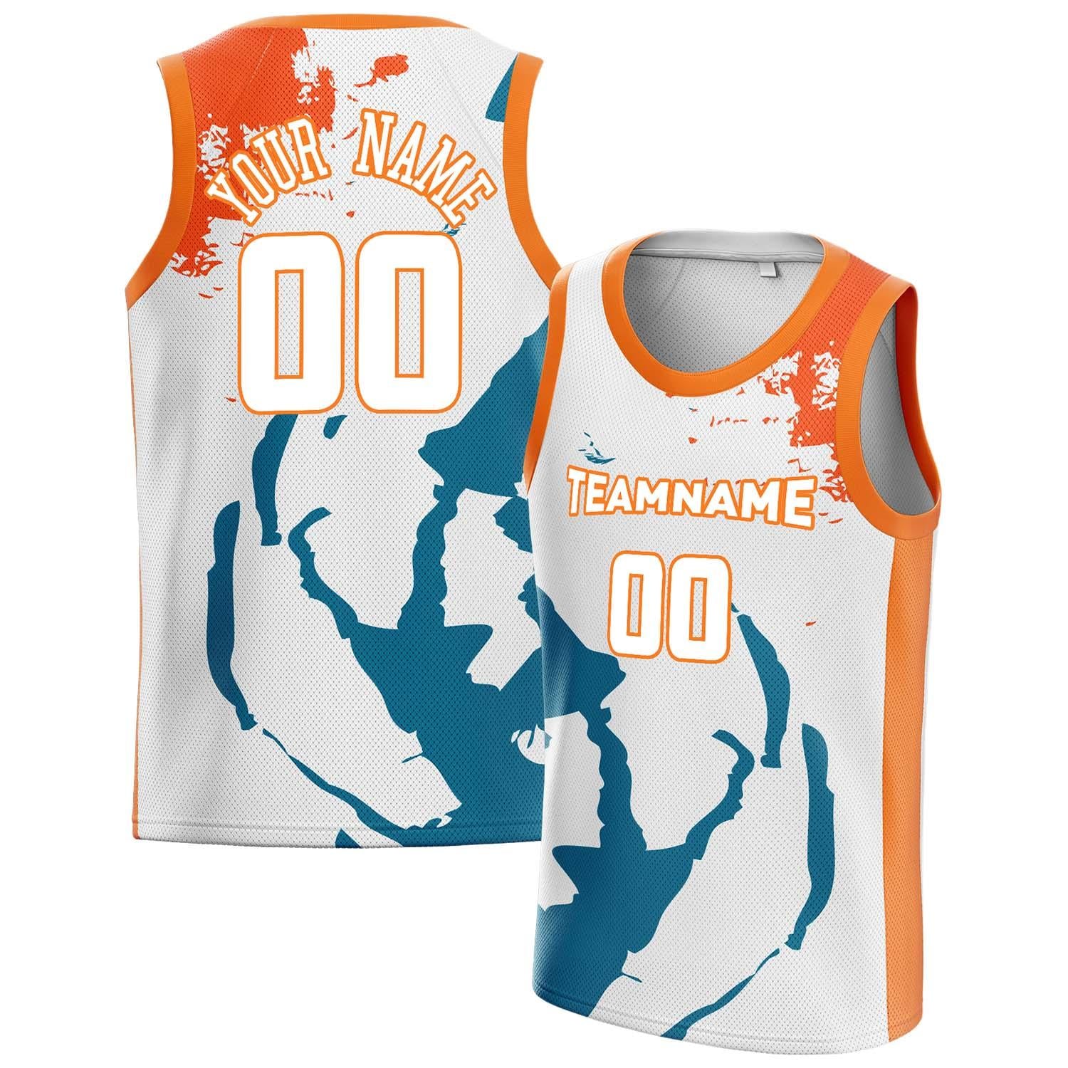 Benutzerdefiniertes Professionelles Weiß Orange Basketballtrikot BS01240808JG046