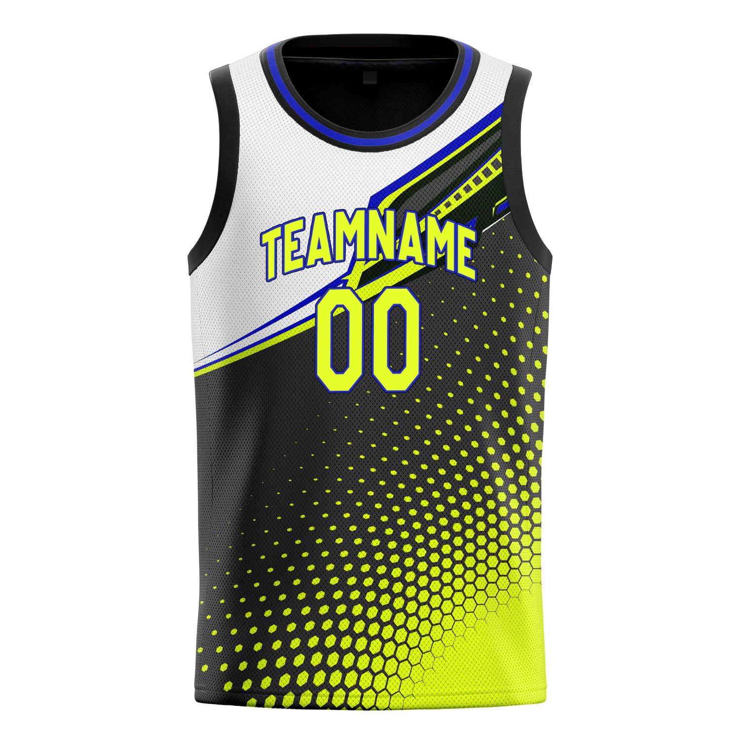 Benutzerdefiniertes Professionelles Schwarz Chartreuse Basketballtrikot