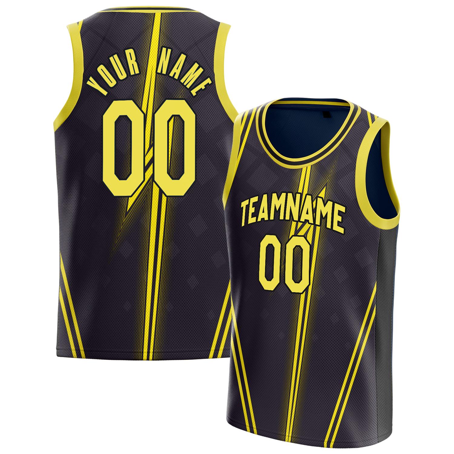 Benutzerdefiniertes Professionelles Schwarz Gold Basketballtrikot BS01240808XF049