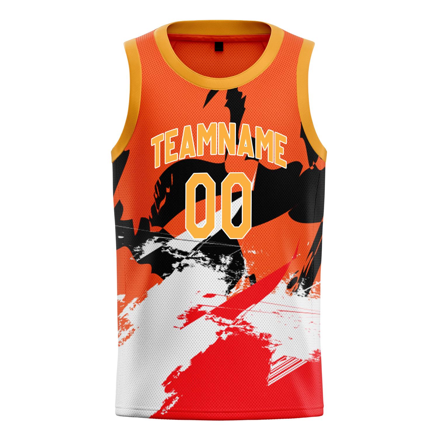 Benutzerdefiniertes Professionelles Orange Weiß Basketballtrikot