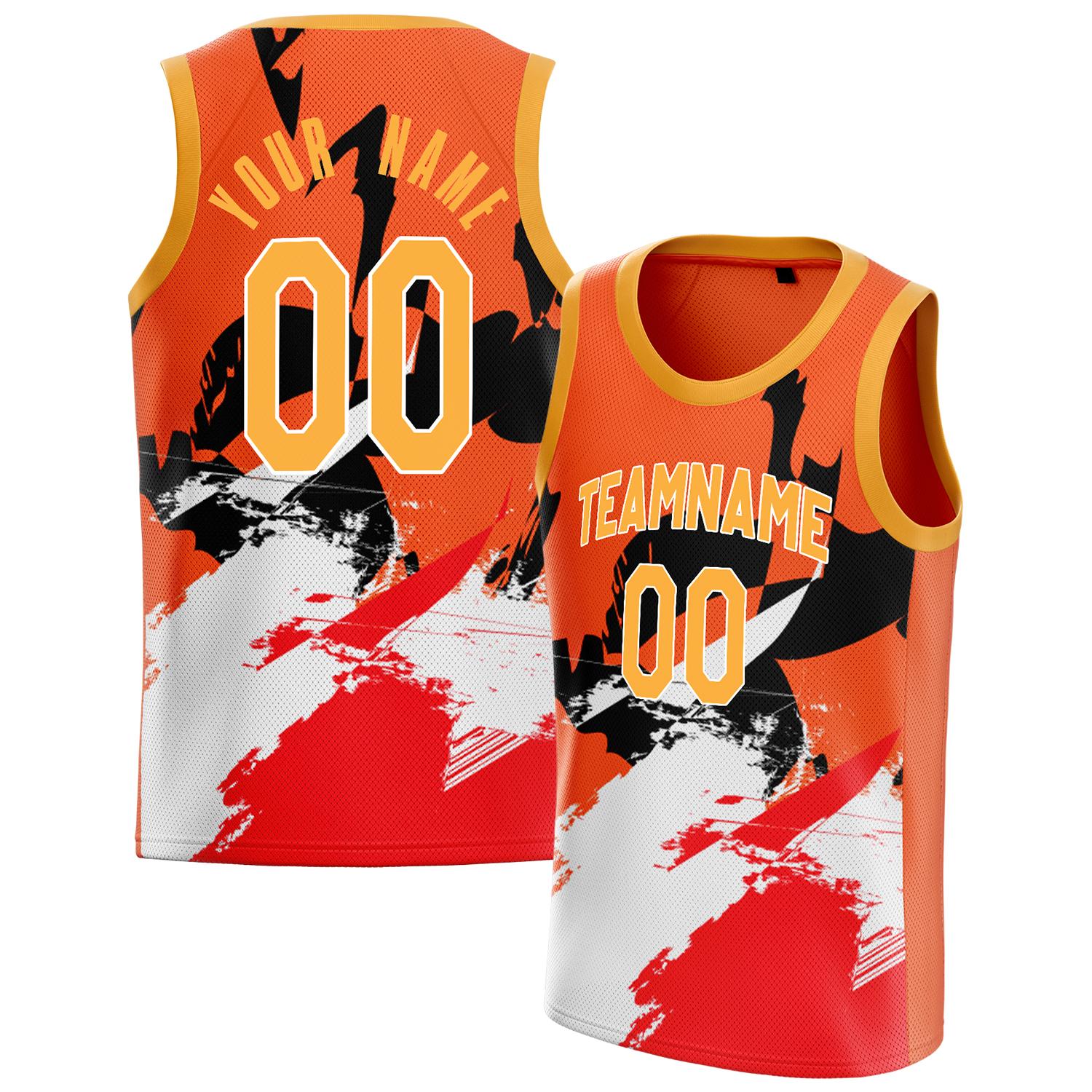 Benutzerdefiniertes Professionelles Orange Weiß Basketballtrikot BS01240808XF059