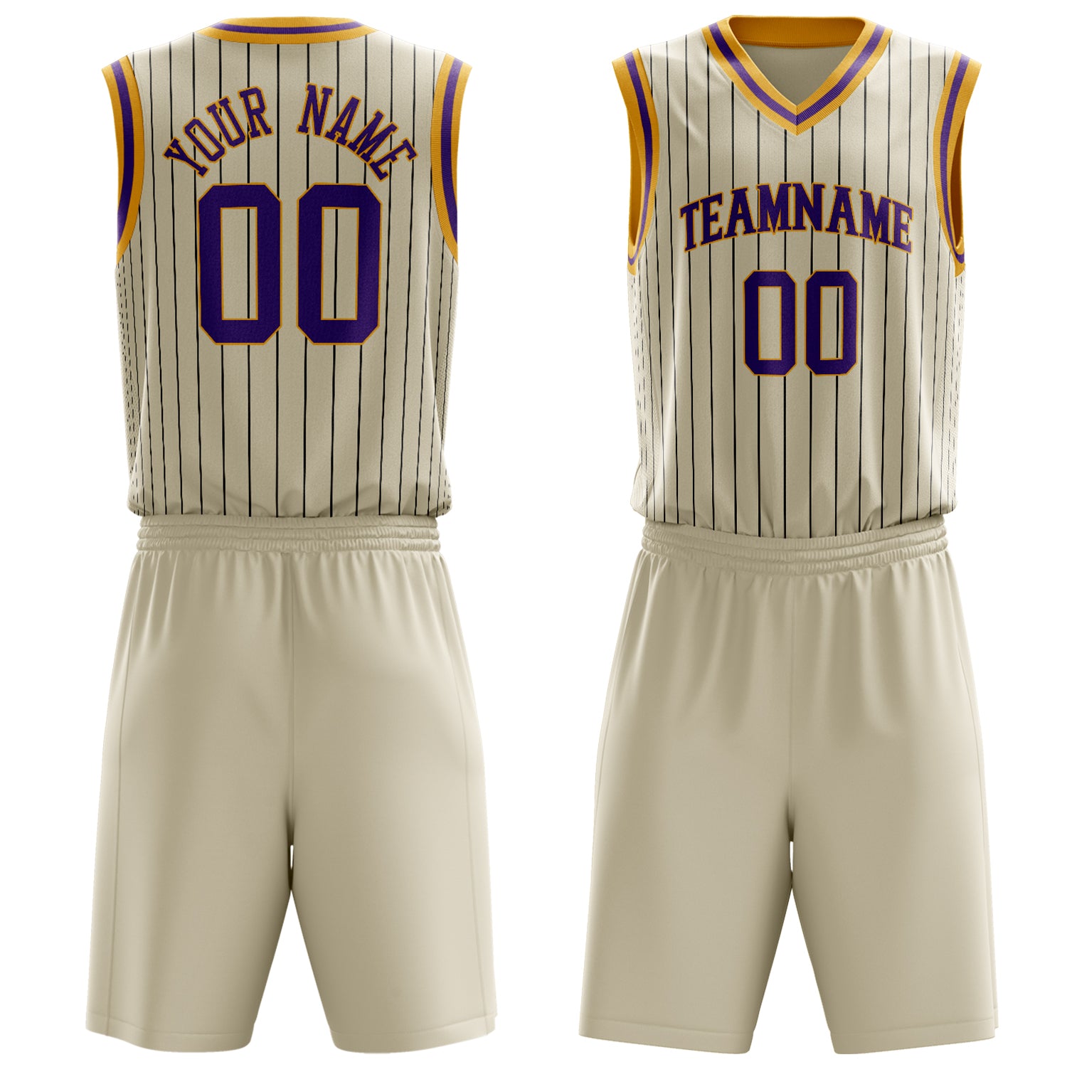 Maßgeschneidertes professionelles Creme Lila Basketballtrikot-Set BS03240701JC052