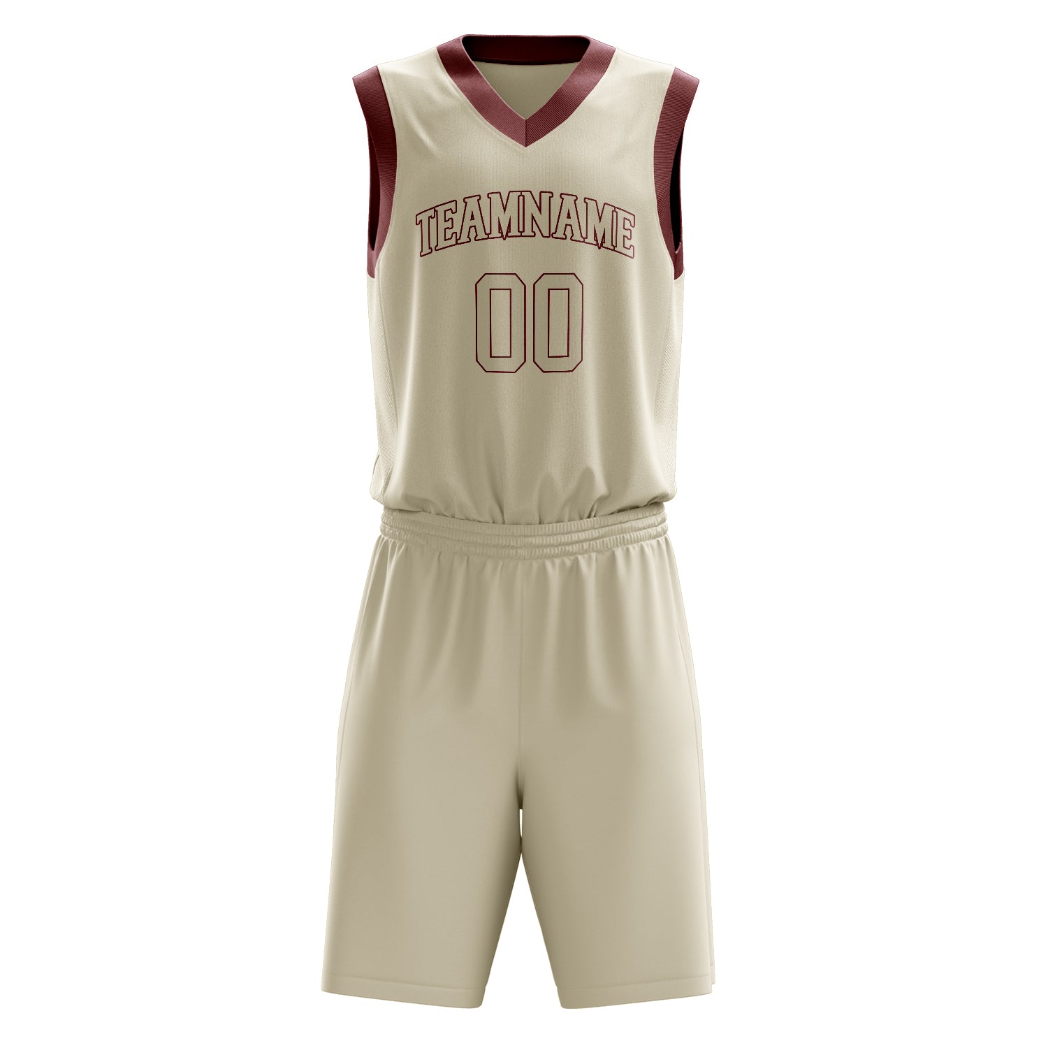 Maßgeschneidertes professionelles Creme Karmesinrot Basketballtrikot-Set