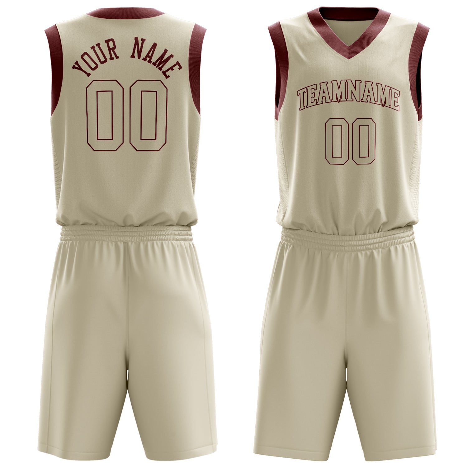 Maßgeschneidertes professionelles Creme Karmesinrot Basketballtrikot-Set BS03240701JC054