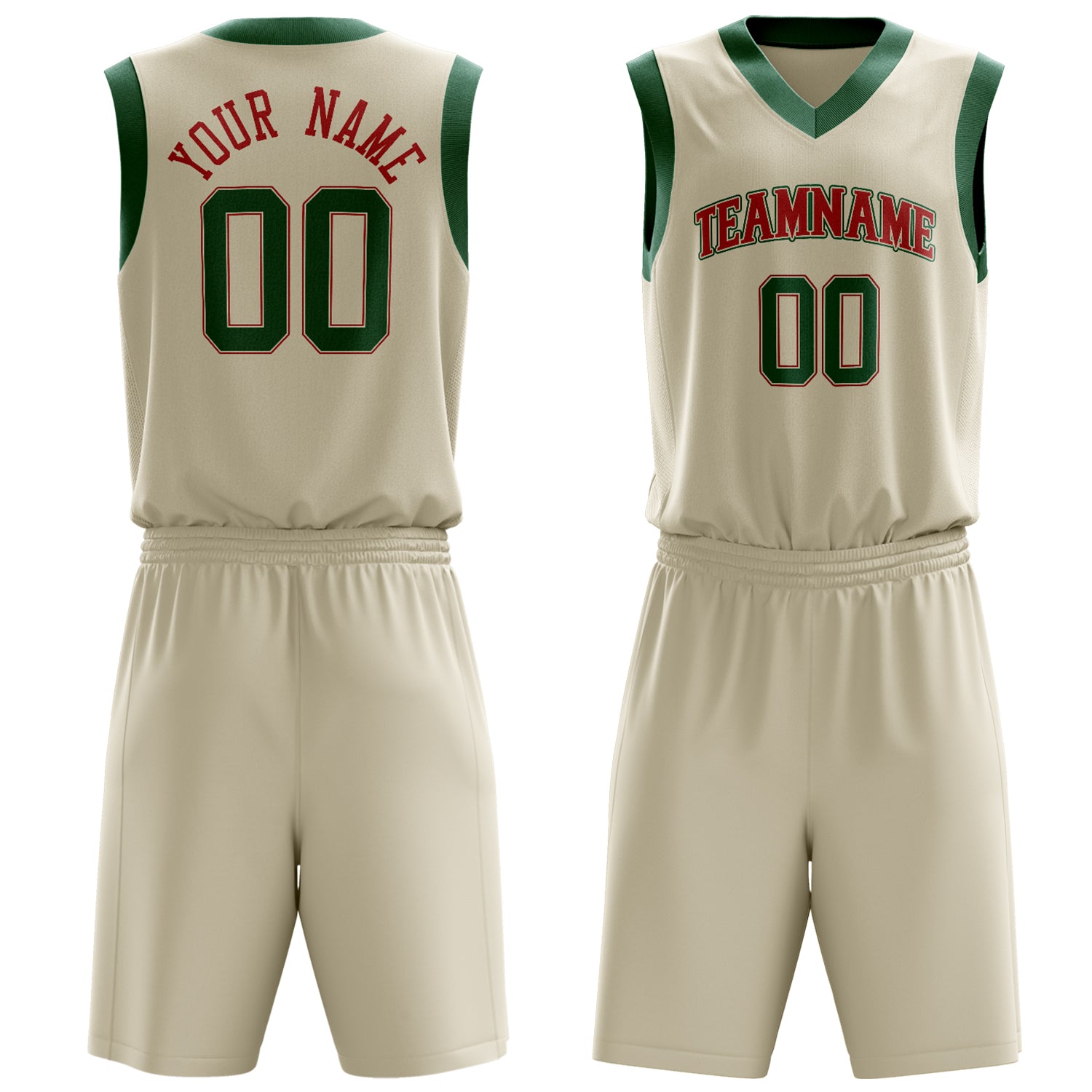 Maßgeschneidertes professionelles Creme Kelly Grün Basketballtrikot-Set BS03240701JC055