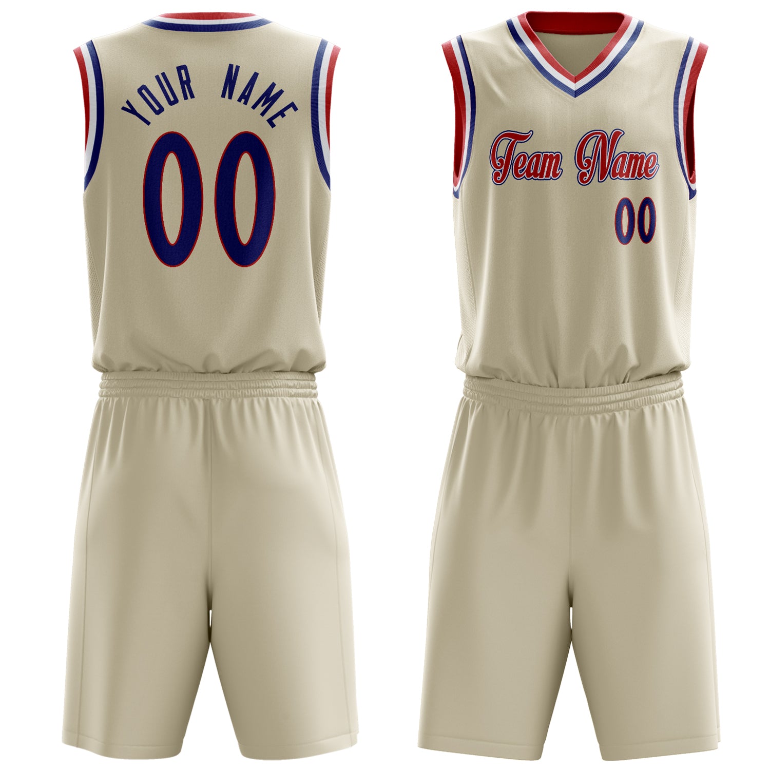 Maßgeschneidertes professionelles Creme Königsblau Basketballtrikot-Set BS03240701JC058