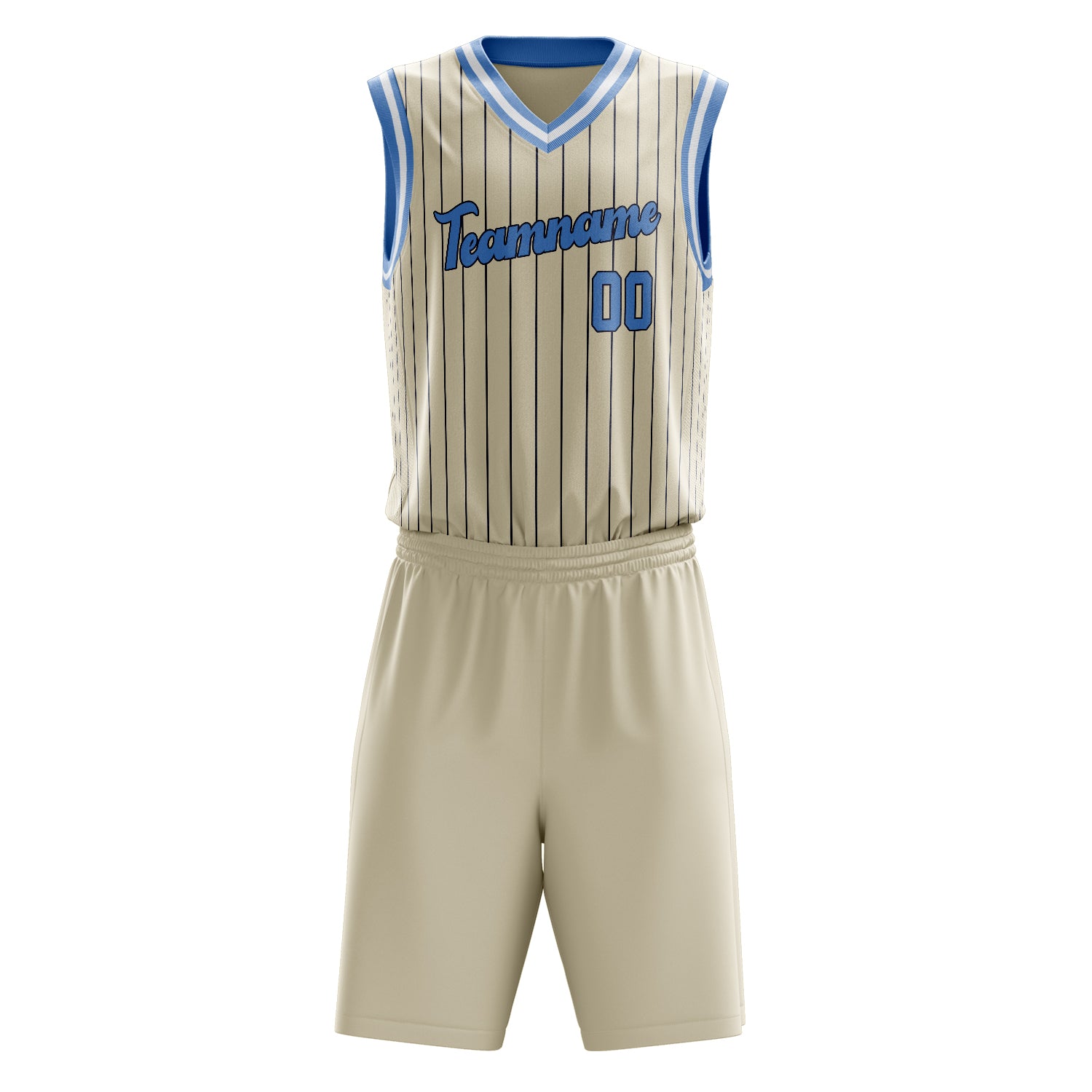 Maßgeschneidertes professionelles Creme Hellblau Basketballtrikot-Set