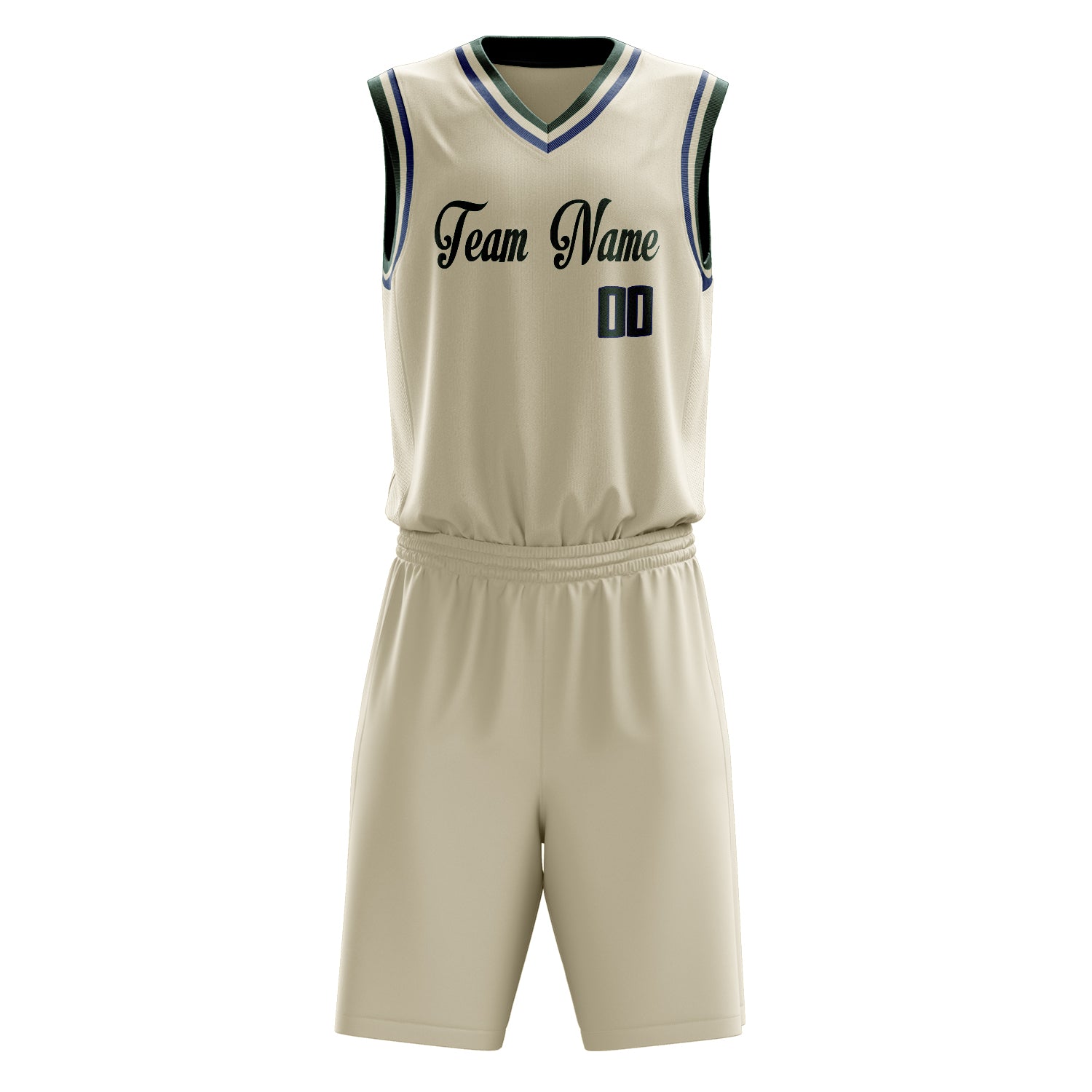 Maßgeschneidertes professionelles Creme Kelly Grün Basketballtrikot-Set