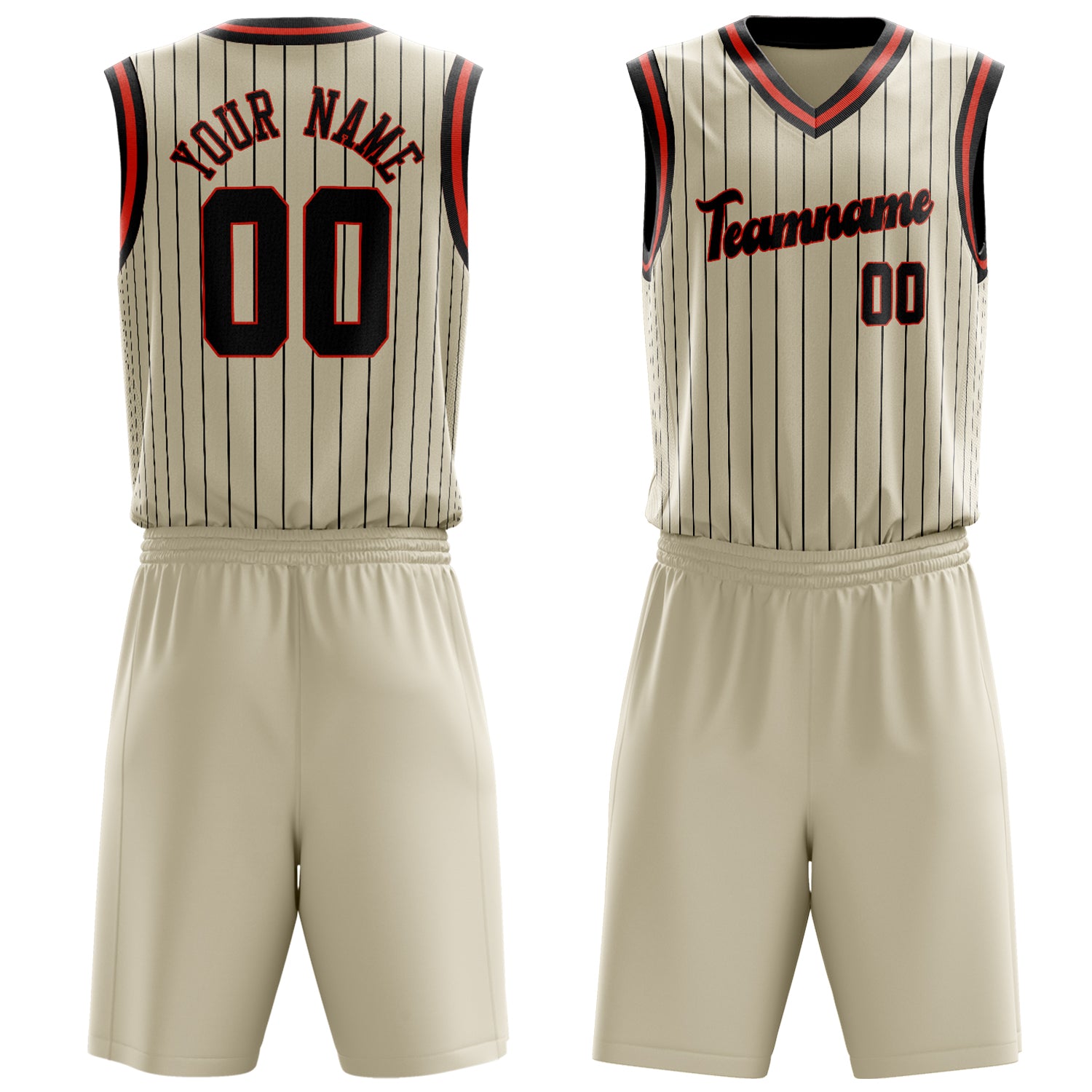 Maßgeschneidertes professionelles Creme Schwarz Basketballtrikot-Set BS03240701JC063