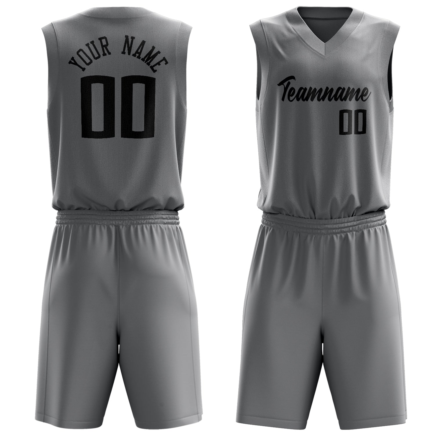 Maßgeschneidertes professionelles Grau Schwarz Basketballtrikot-Set BS03240701JC083