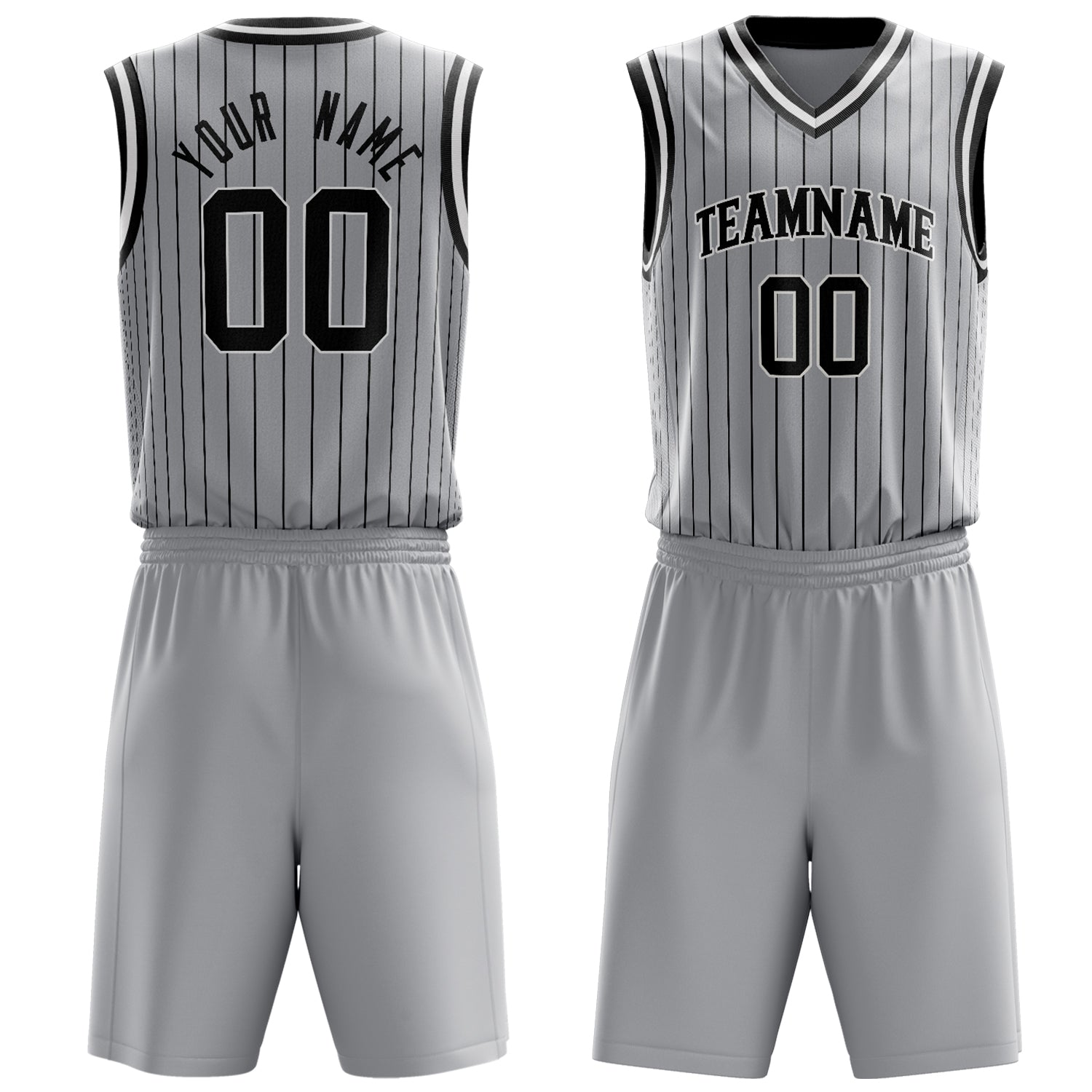 Maßgeschneidertes professionelles Grau Schwarz Basketballtrikot-Set BS03240701JC085