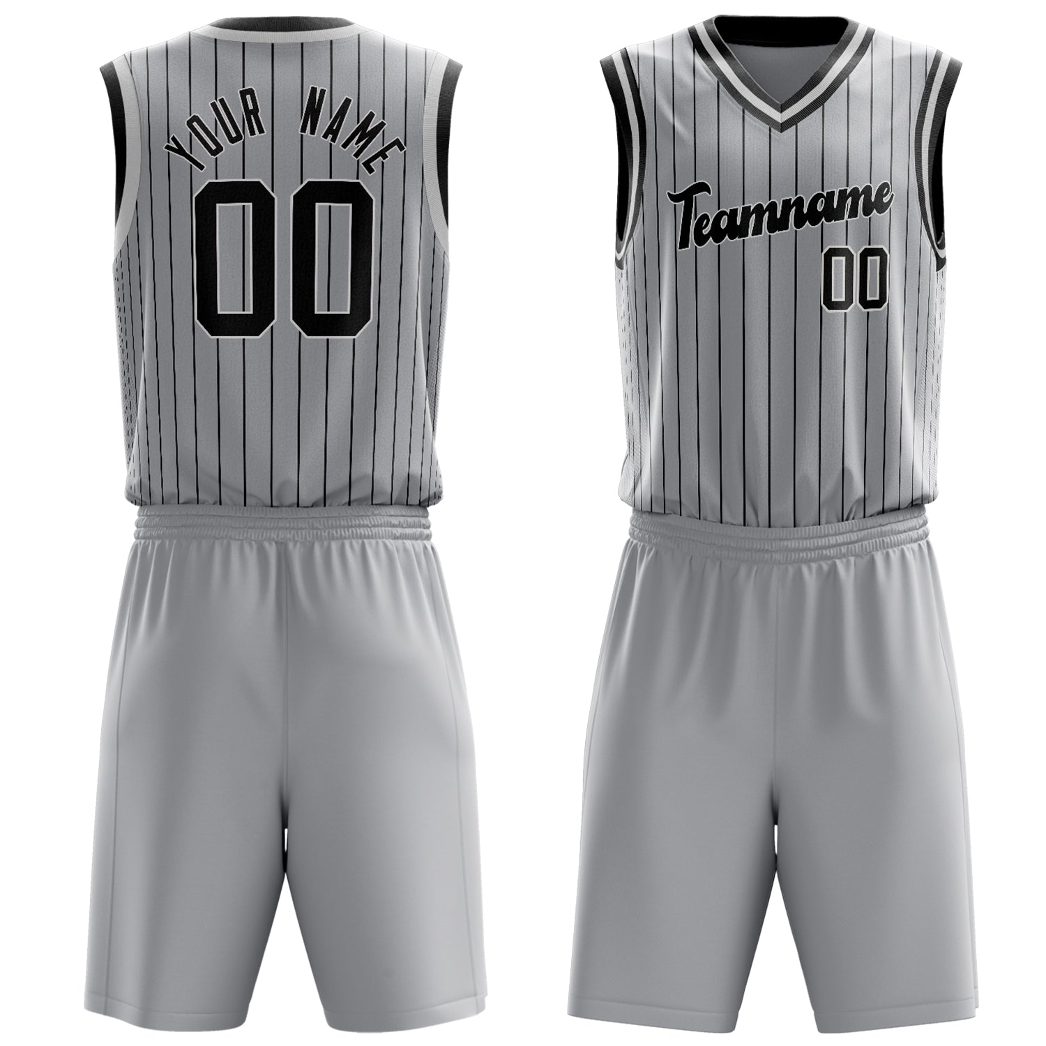 Maßgeschneidertes professionelles Grau Schwarz Basketballtrikot-Set BS03240701JC086