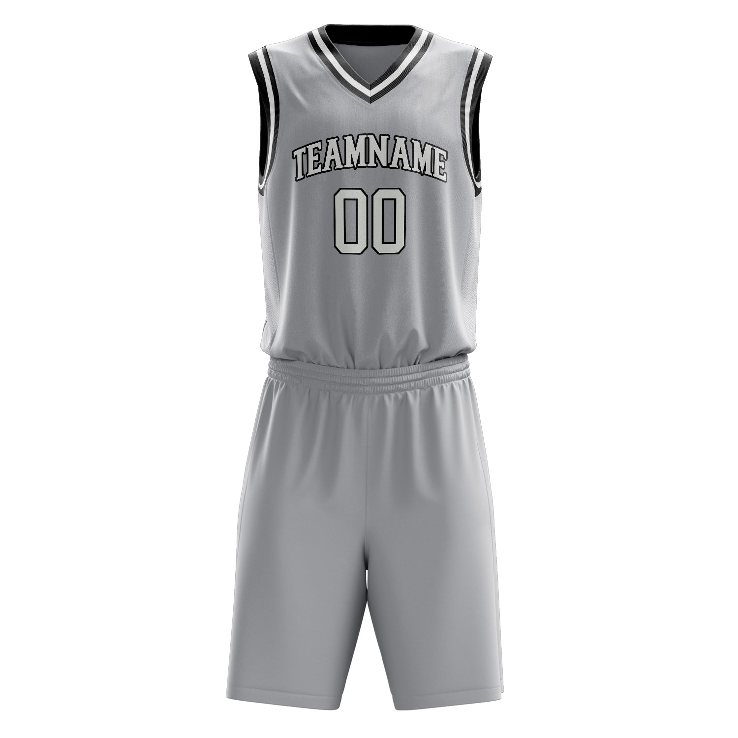 Maßgeschneidertes professionelles Grau Weiß Basketballtrikot-Set