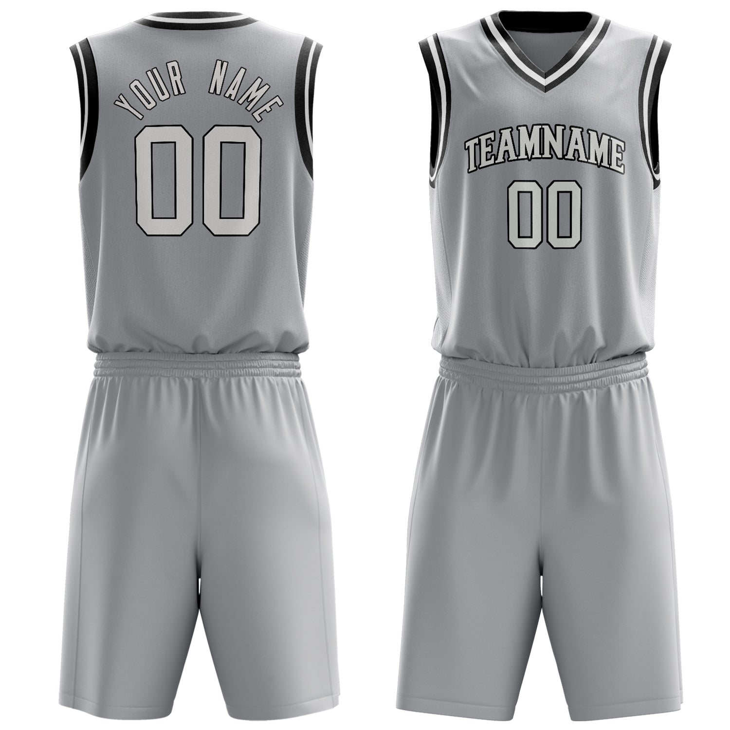 Maßgeschneidertes professionelles Grau Weiß Basketballtrikot-Set BS03240701JC088