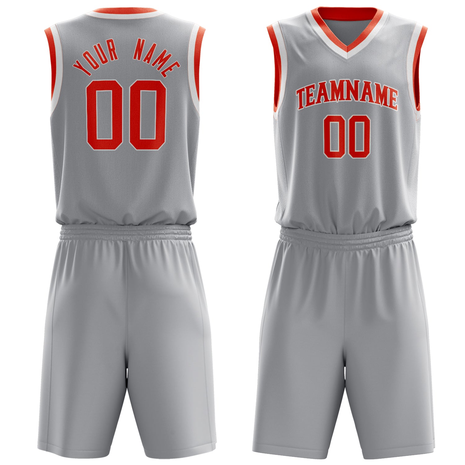 Maßgeschneidertes professionelles Grau Orange Basketballtrikot-Set BS03240701JC089