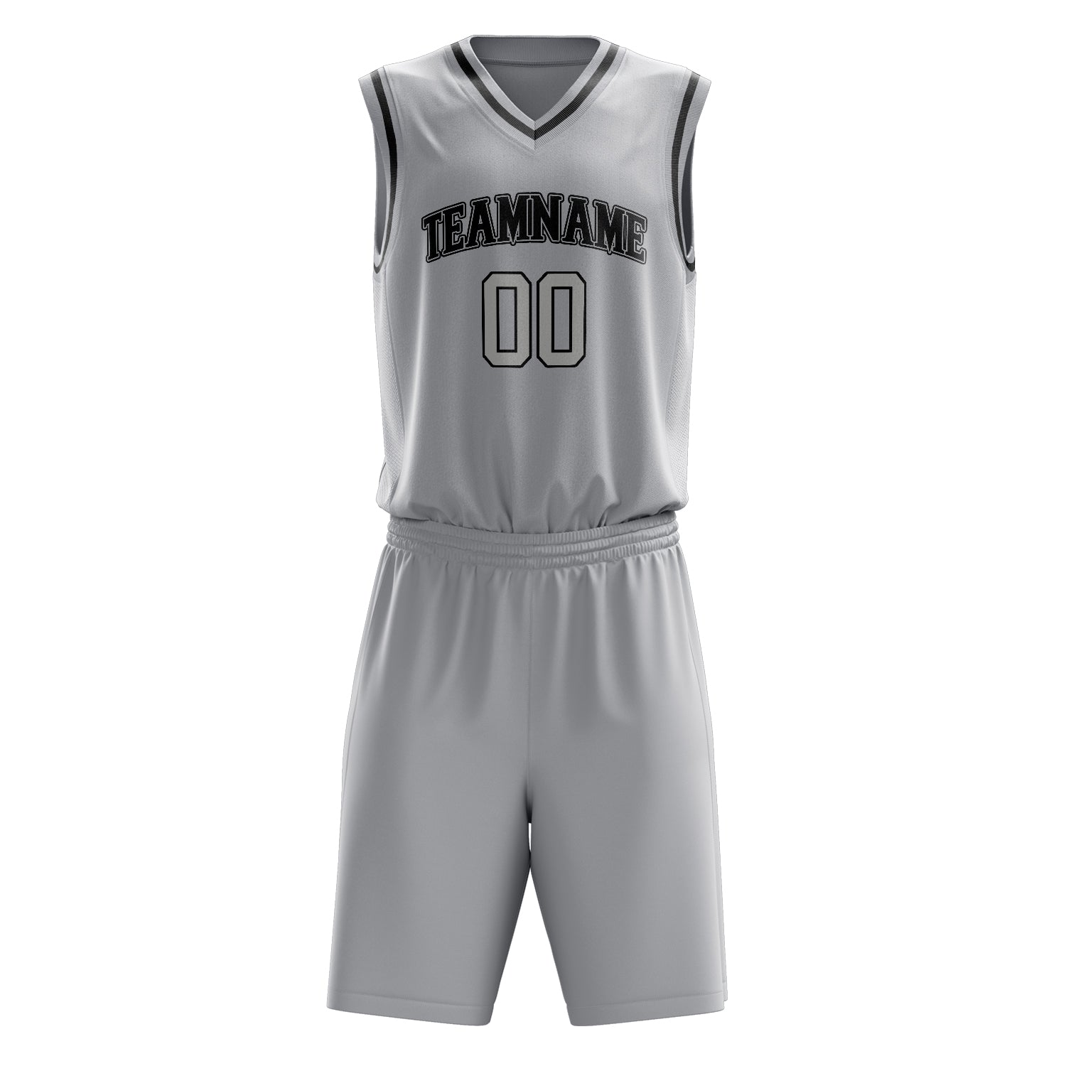 Maßgeschneidertes professionelles Grau Schwarz Basketballtrikot-Set