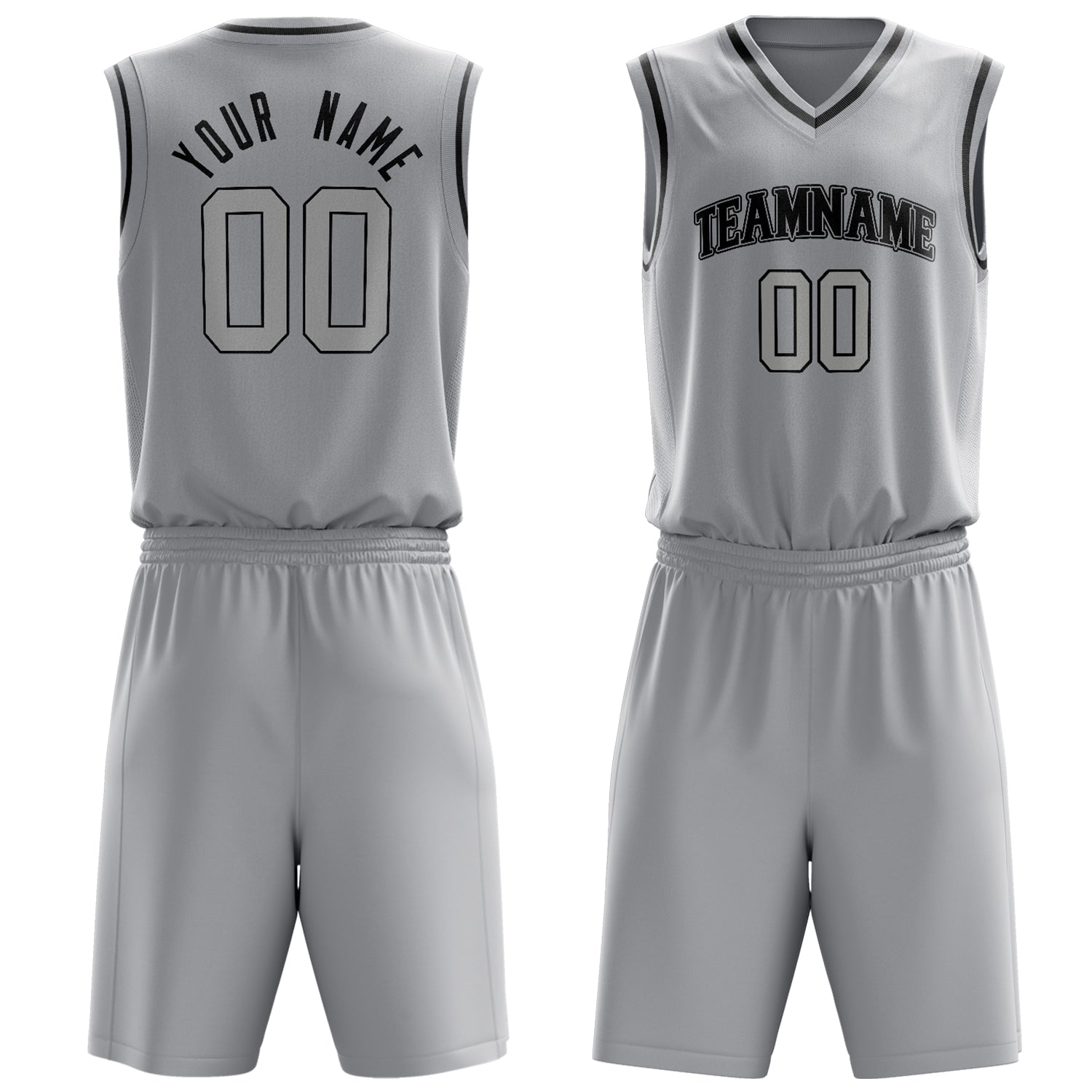 Maßgeschneidertes professionelles Grau Schwarz Basketballtrikot-Set BS03240701JC091