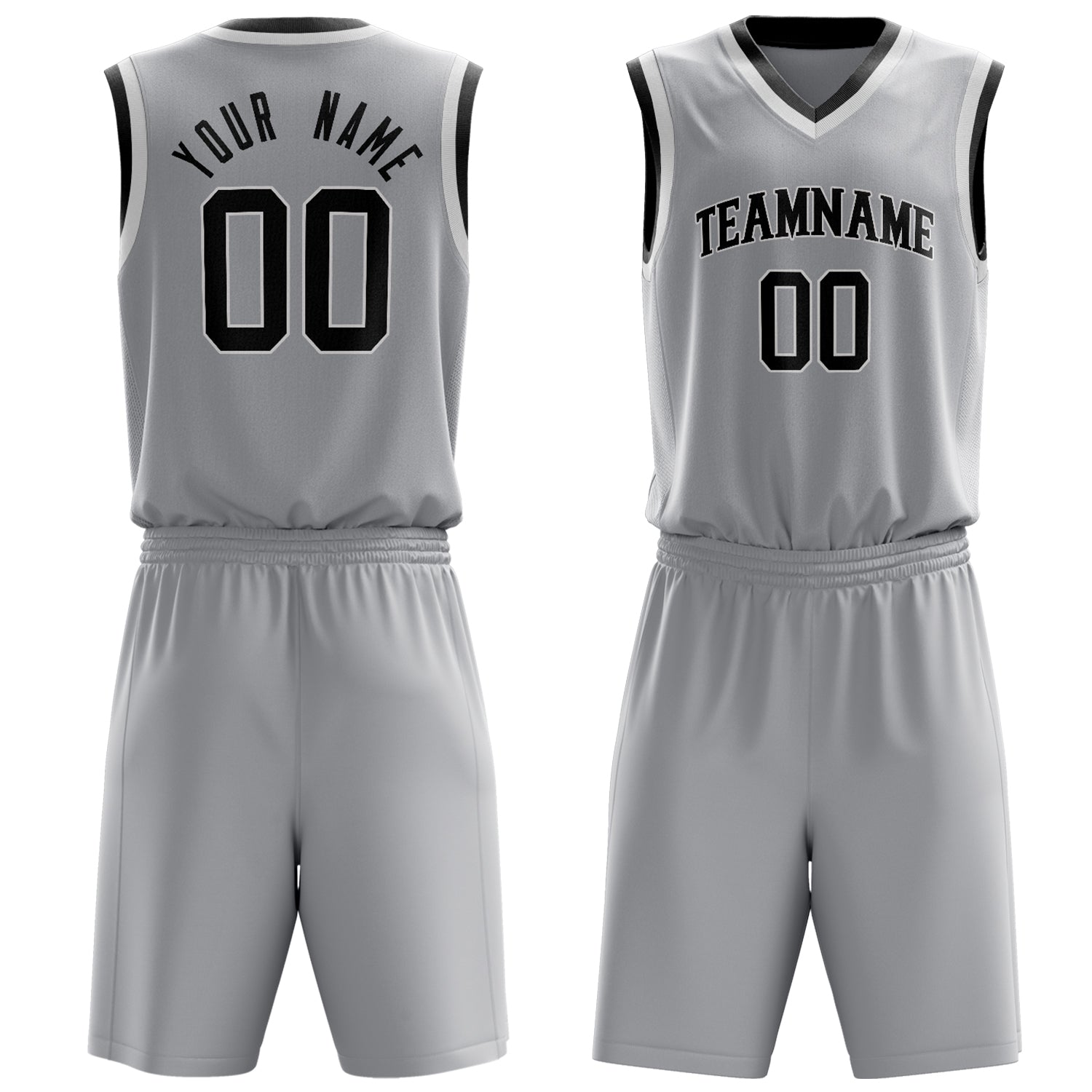 Maßgeschneidertes professionelles Grau Schwarz Basketballtrikot-Set BS03240701JC093