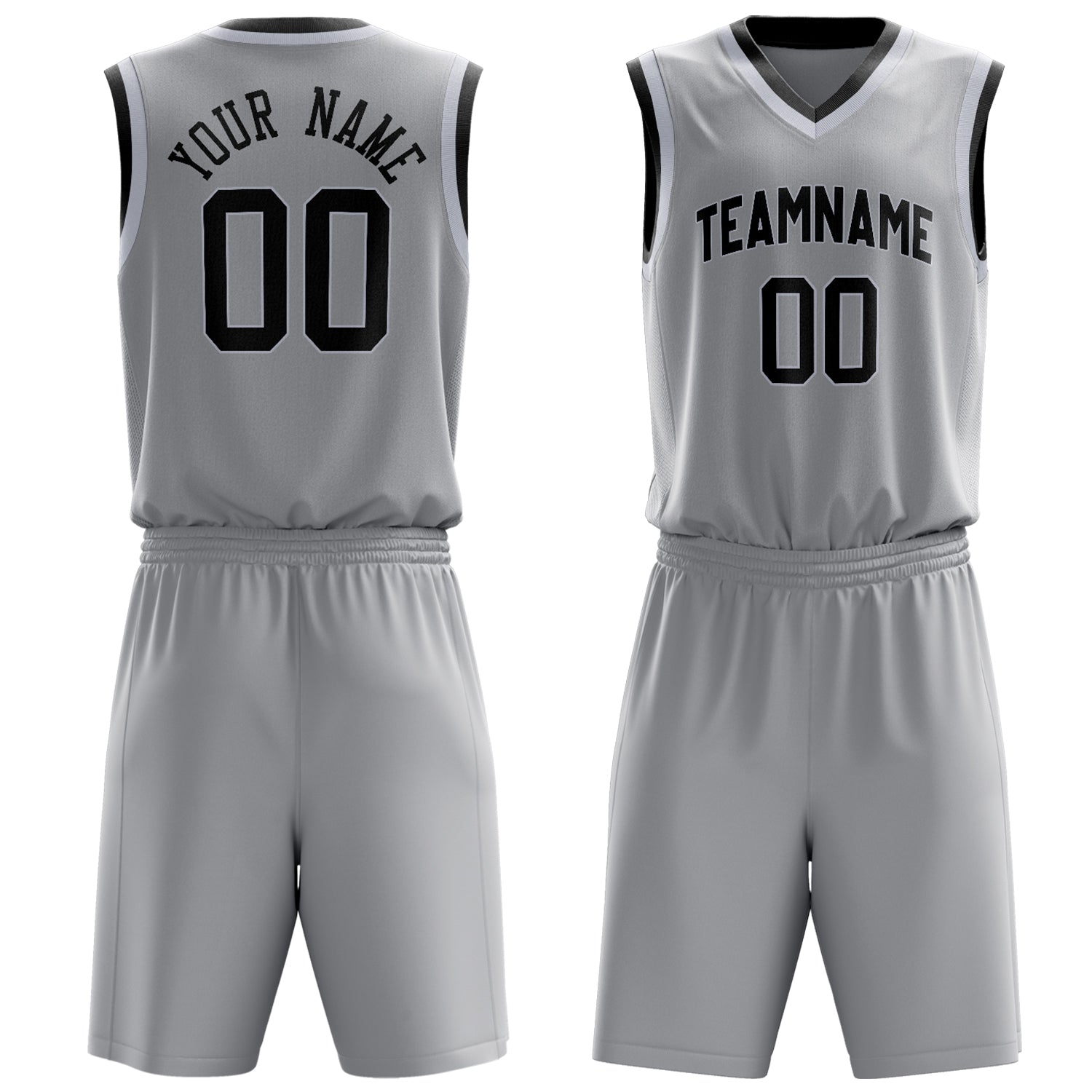 Maßgeschneidertes professionelles Grau Schwarz Basketballtrikot-Set BS03240701JC094