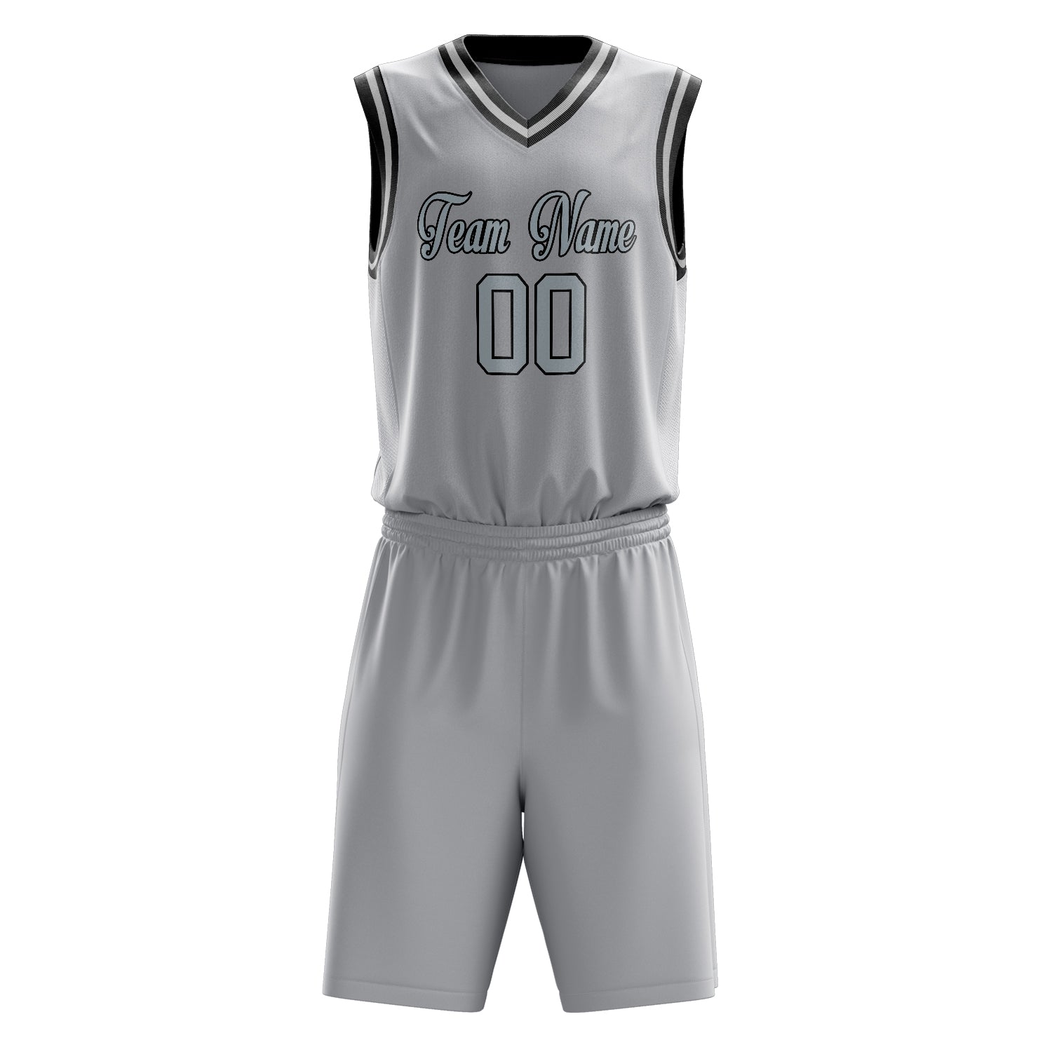 Maßgeschneidertes professionelles Grau Schwarz Basketballtrikot-Set