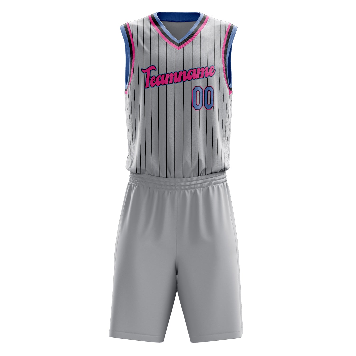 Maßgeschneidertes professionelles Grau Rosa Basketballtrikot-Set