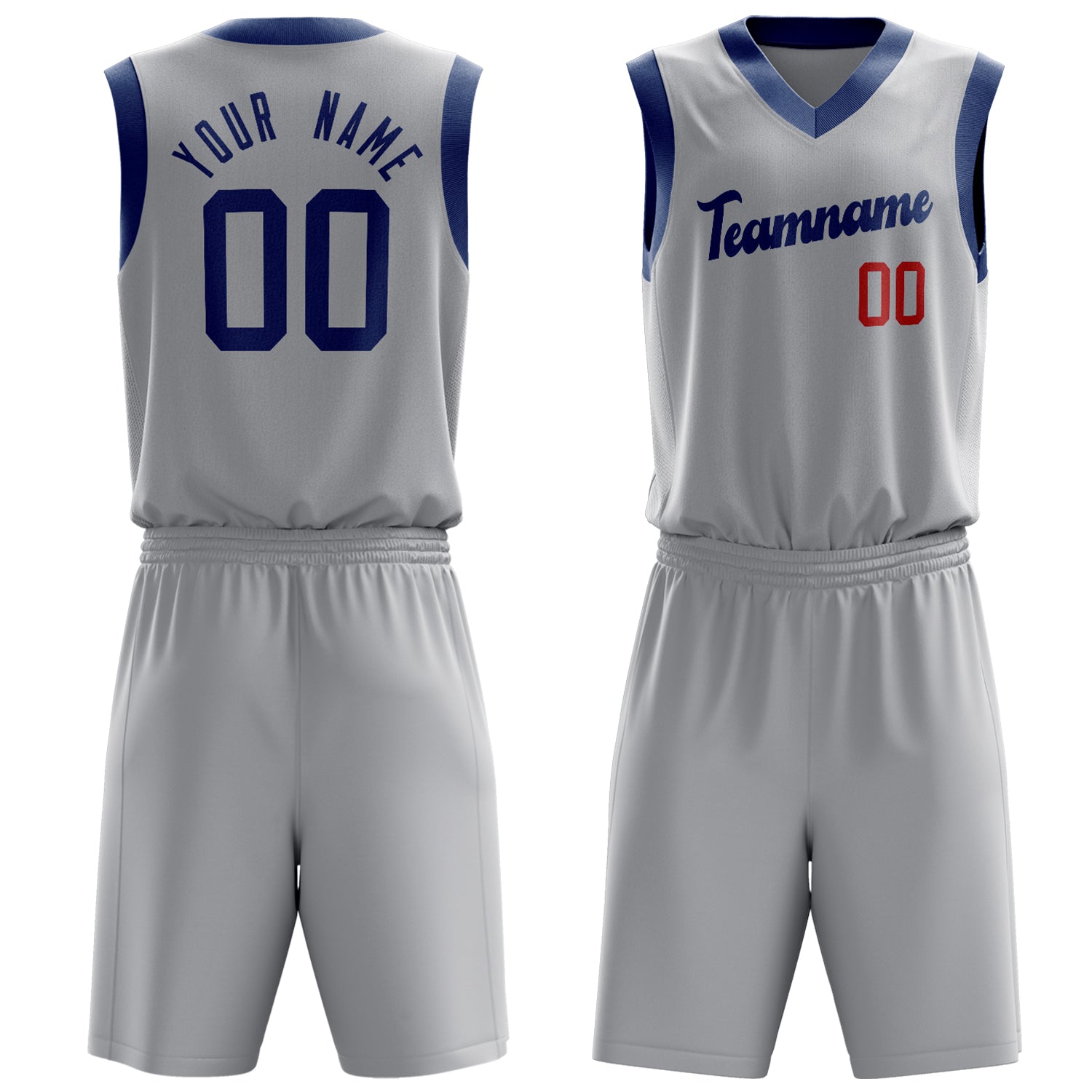 Maßgeschneidertes professionelles Grau Königsblau Basketballtrikot-Set BS03240701JC100