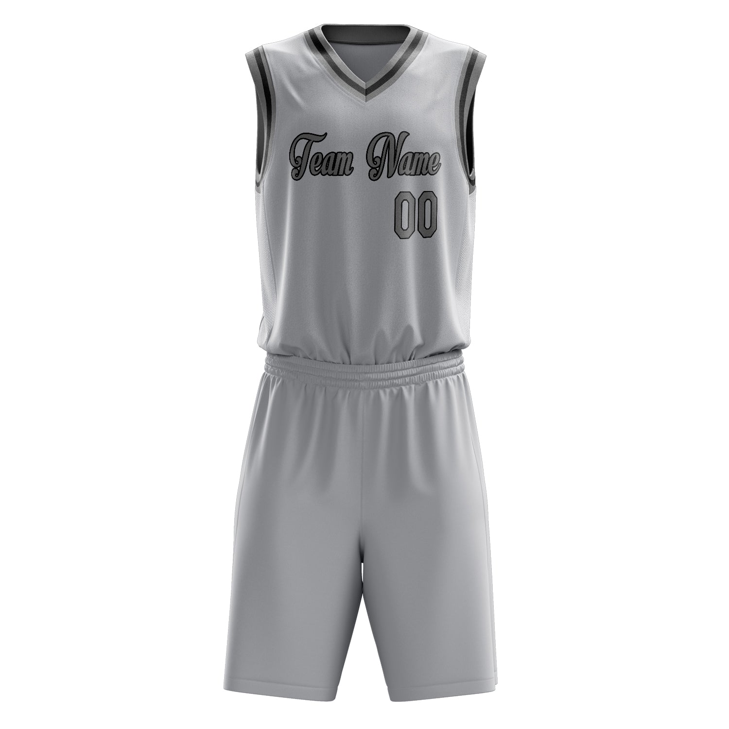 Maßgeschneidertes professionelles Grau Grau Basketballtrikot-Set