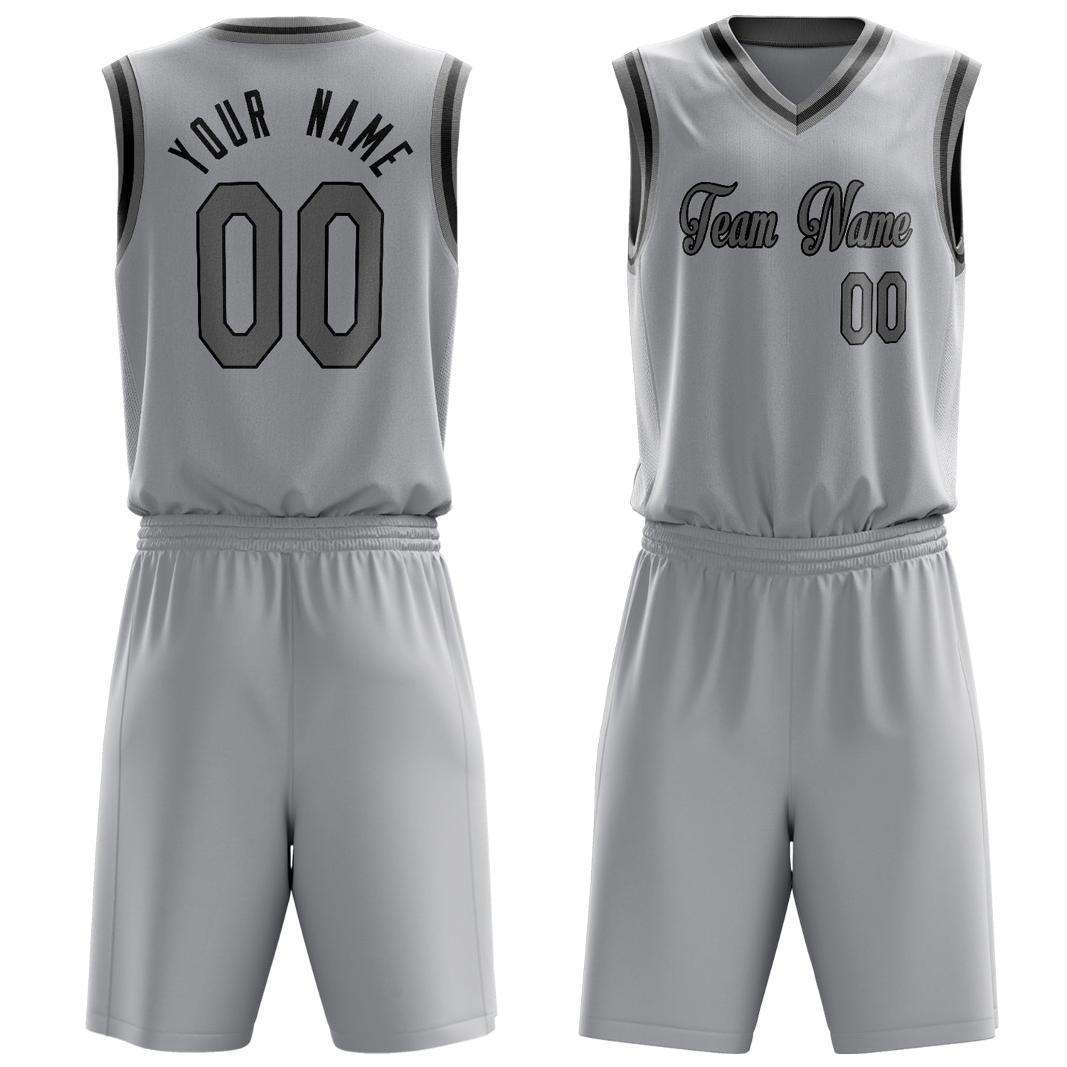 Maßgeschneidertes professionelles Grau Grau Basketballtrikot-Set BS03240701JC101