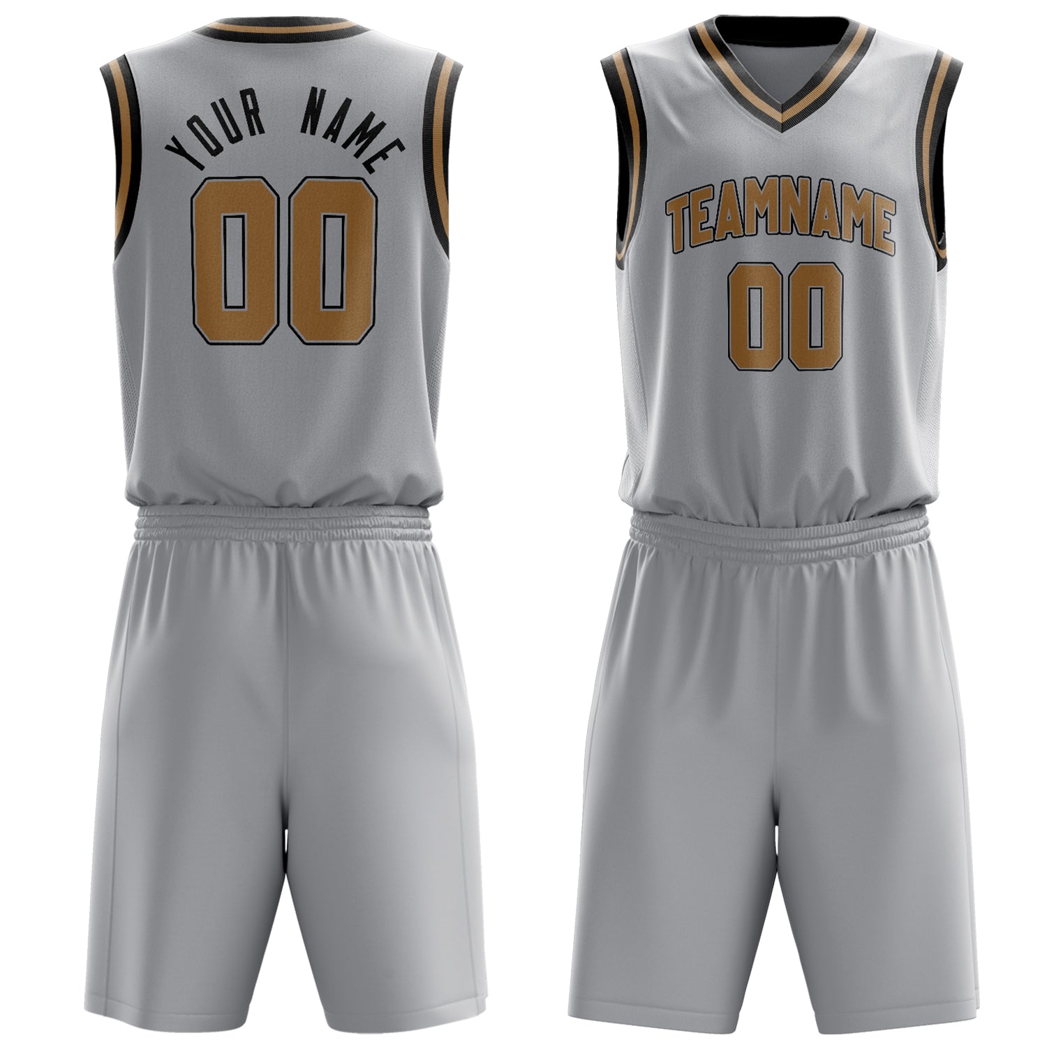 Maßgeschneidertes professionelles Grau Braun Basketballtrikot-Set BS03240701JC102