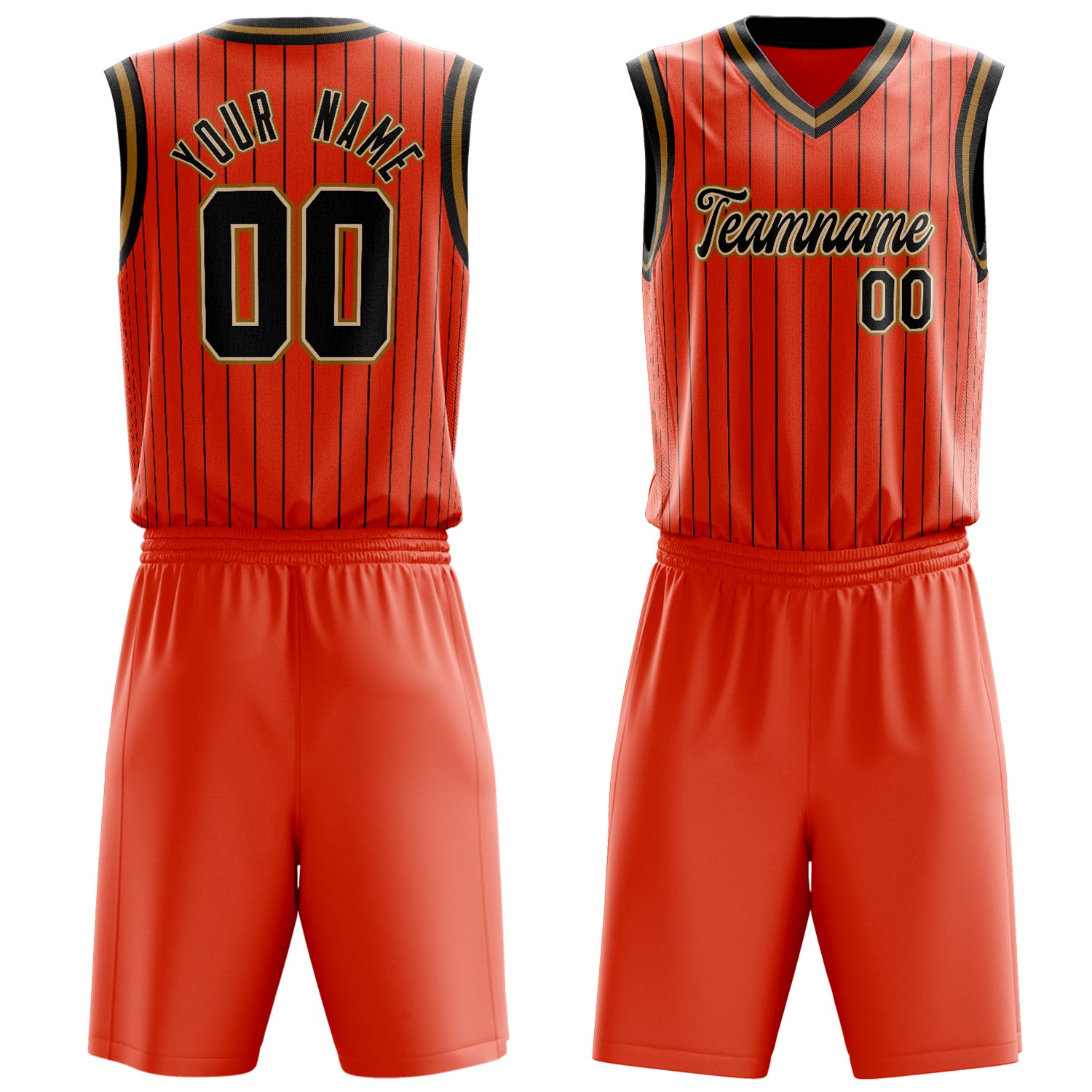 Maßgeschneidertes professionelles Orange Schwarz Basketballtrikot-Set BS03240701JG143