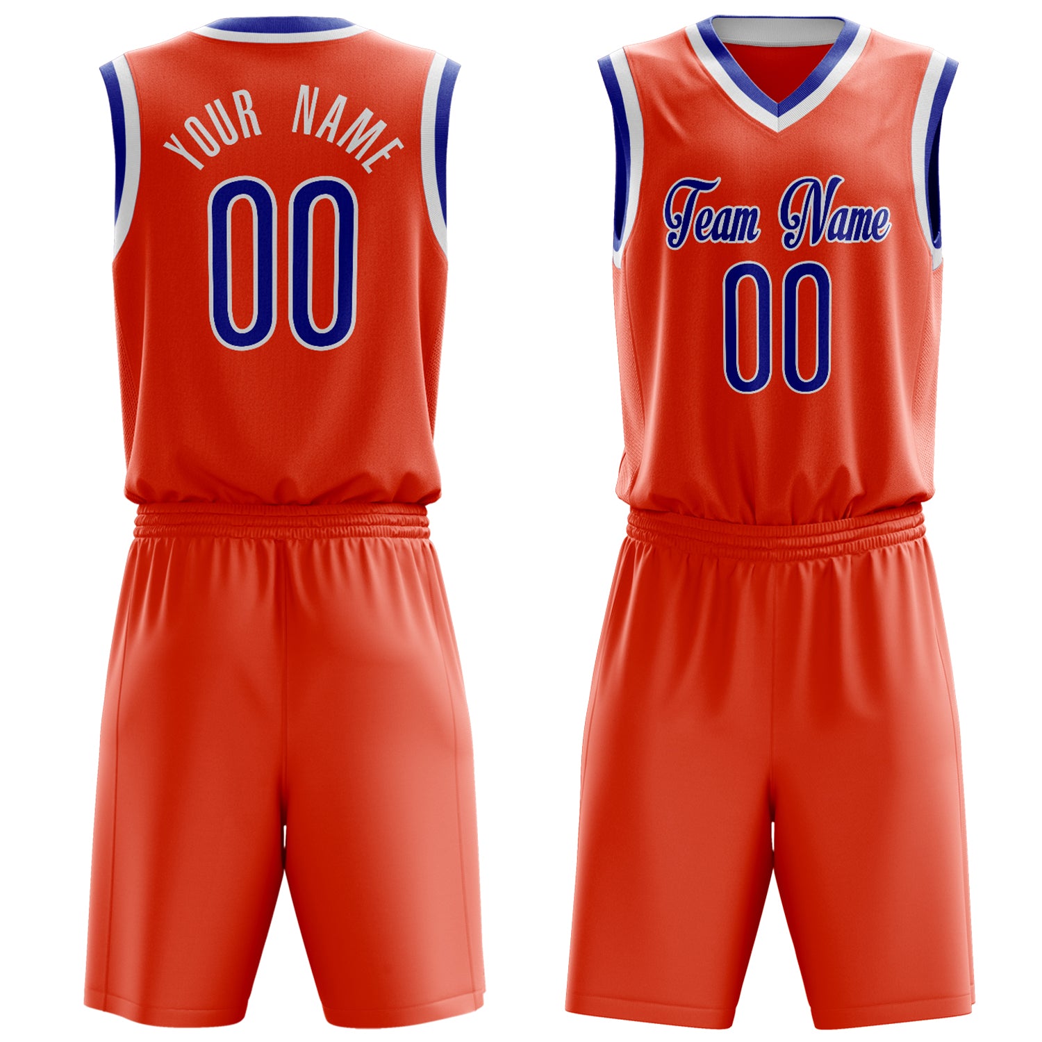 Maßgeschneidertes professionelles Orange Königsblau Basketballtrikot-Set BS03240701JG144