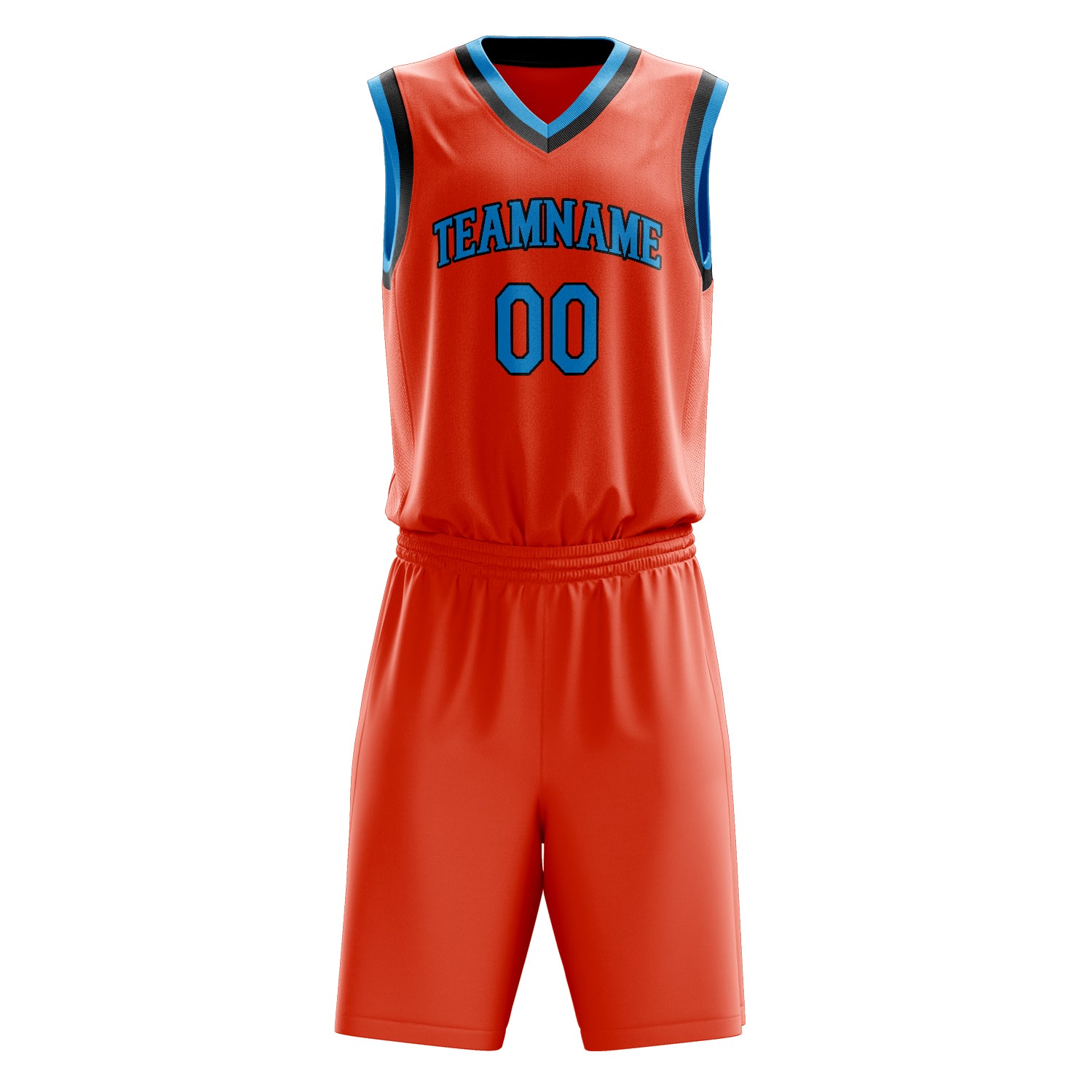 Maßgeschneidertes professionelles Orange Blau Basketballtrikot-Set