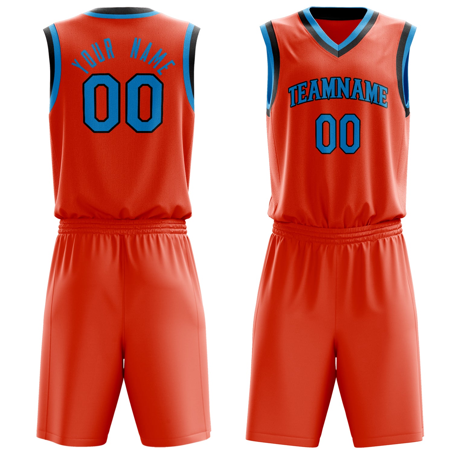 Maßgeschneidertes professionelles Orange Blau Basketballtrikot-Set BS03240701JG148