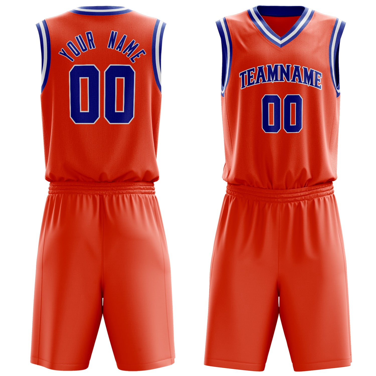 Maßgeschneidertes professionelles Orange Königsblau Basketballtrikot-Set BS03240701JG154