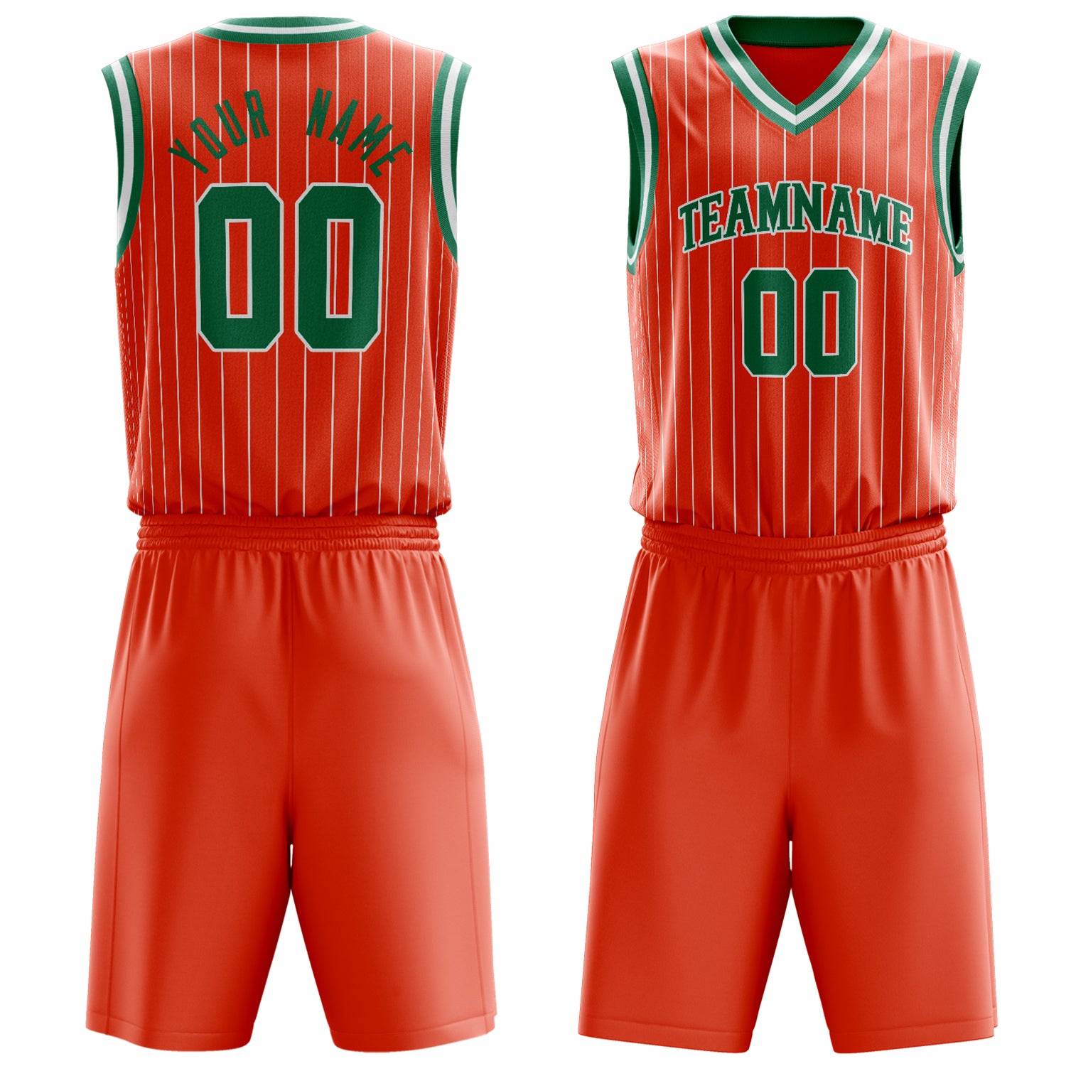 Maßgeschneidertes professionelles Orange Kelly Grün Basketballtrikot-Set BS03240701JG158