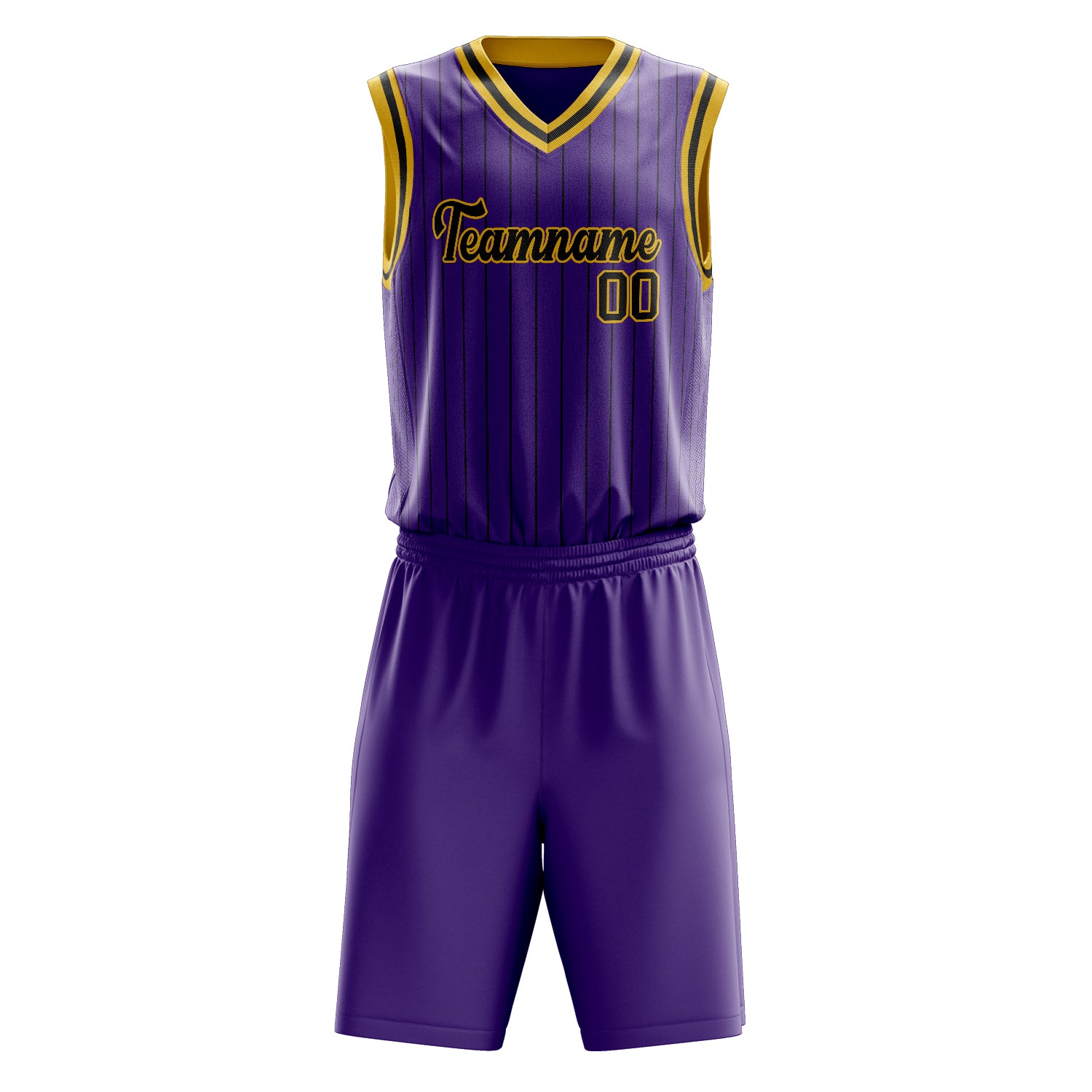 Maßgeschneidertes professionelles Lila Gold Basketballtrikot-Set