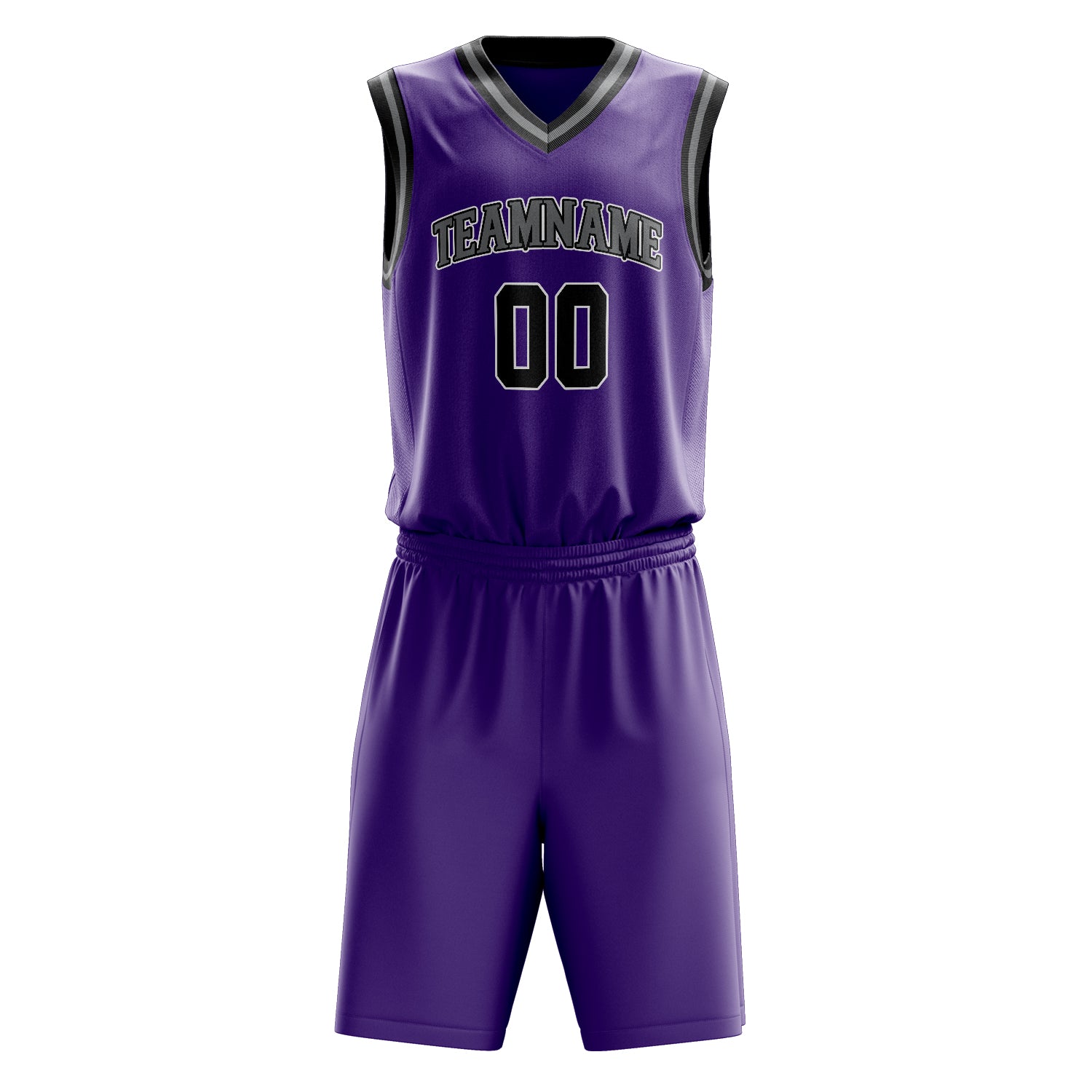 Maßgeschneidertes professionelles Lila Schwarz Basketballtrikot-Set