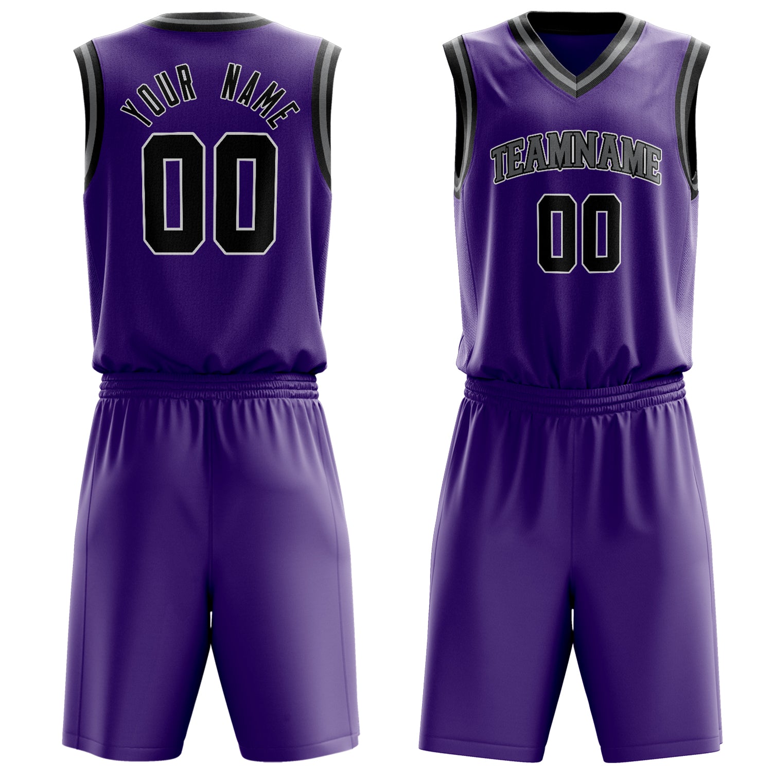 Maßgeschneidertes professionelles Lila Schwarz Basketballtrikot-Set BS03240701JG182