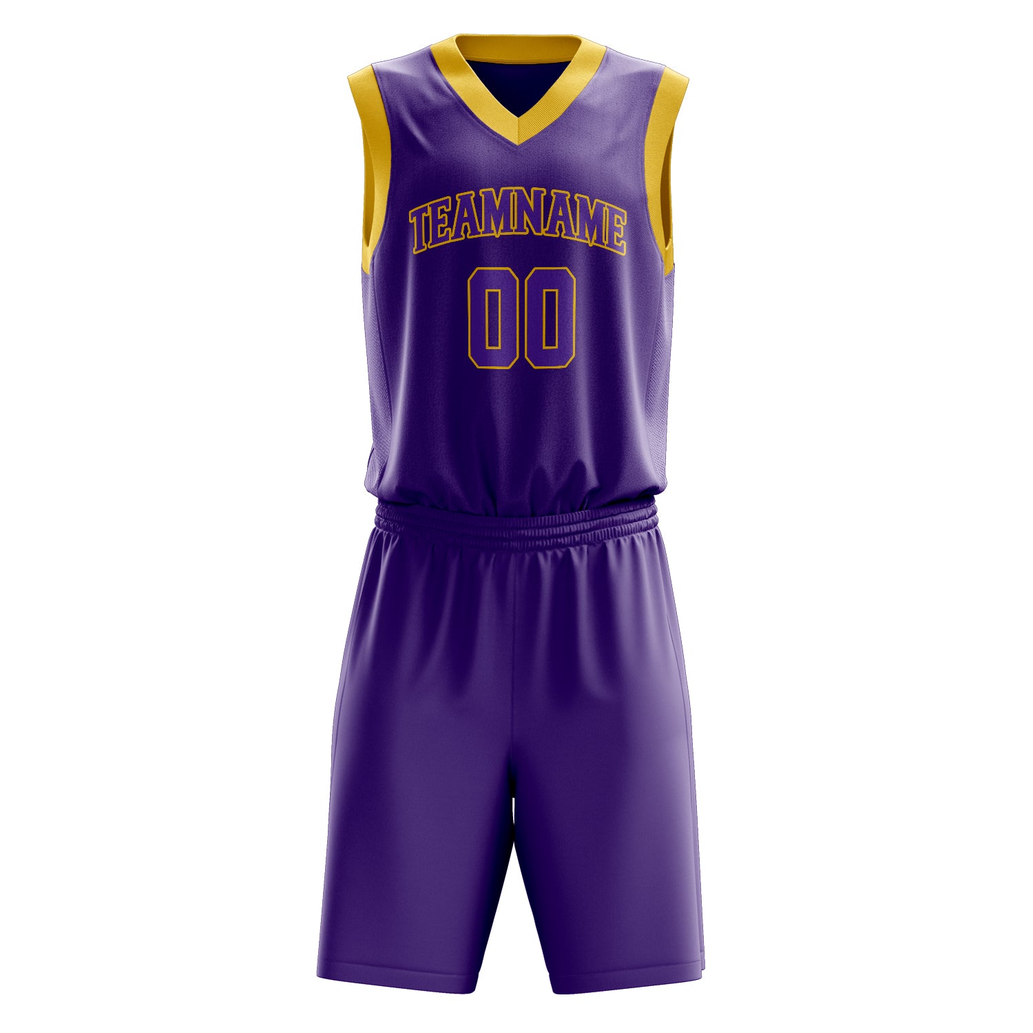 Maßgeschneidertes professionelles Lila Gold Basketballtrikot-Set