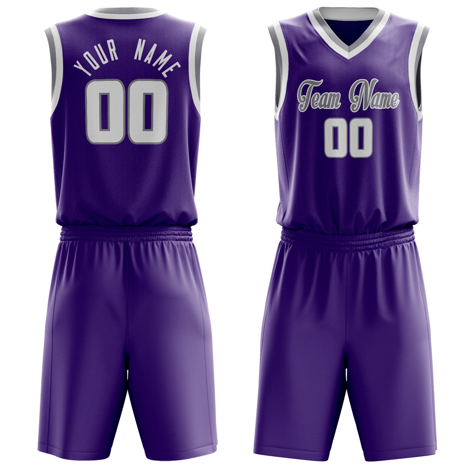 Maßgeschneidertes professionelles Lila Weiß Basketballtrikot-Set BS03240701JG186