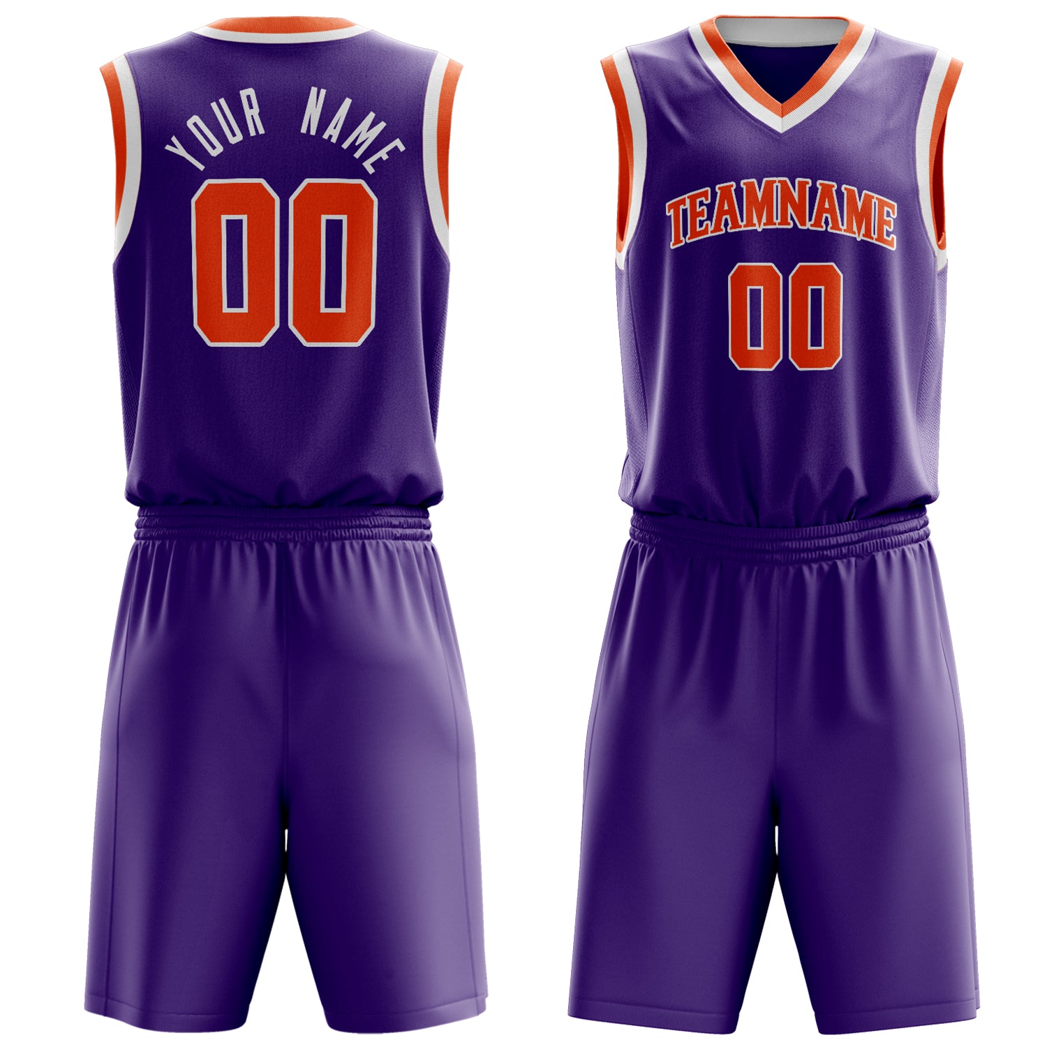 Maßgeschneidertes professionelles Lila Orange Basketballtrikot-Set BS03240701JG190