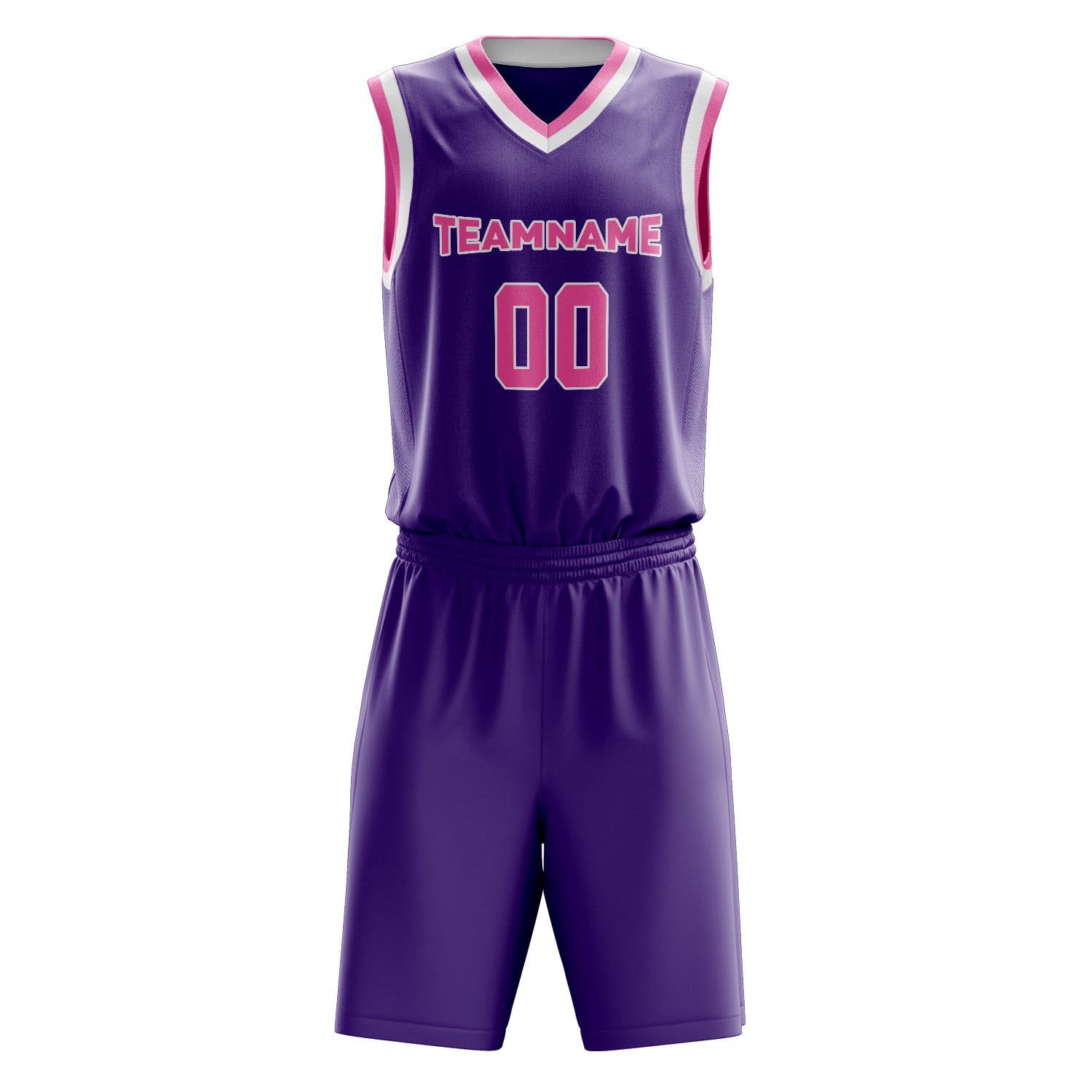 Maßgeschneidertes professionelles Lila Rosa Basketballtrikot-Set