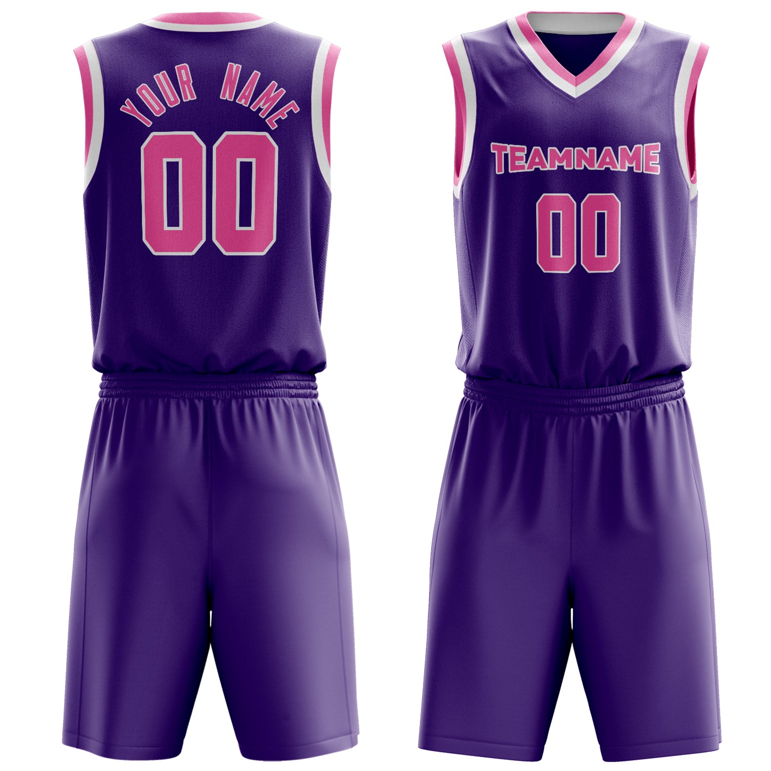 Maßgeschneidertes professionelles Lila Rosa Basketballtrikot-Set BS03240701JG191