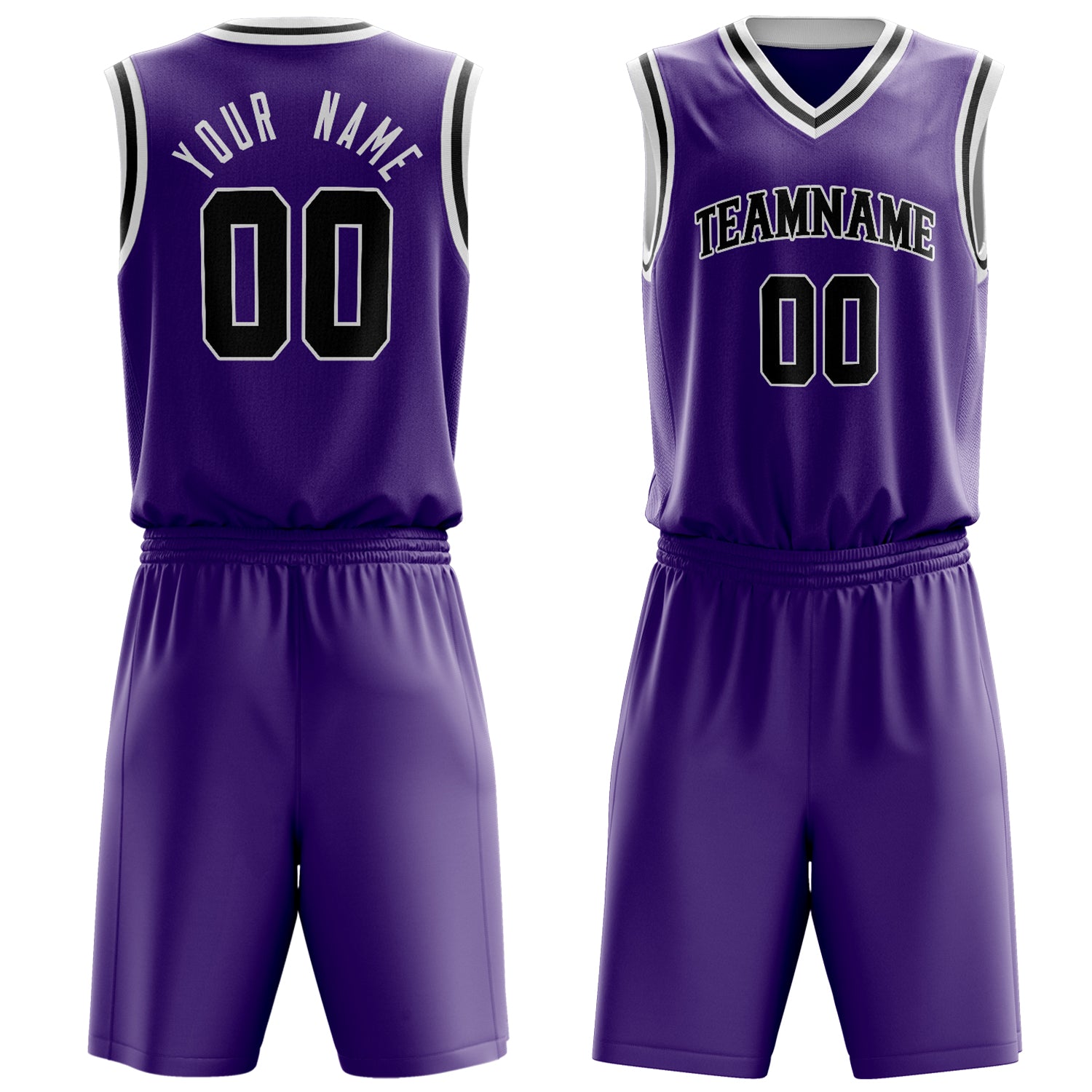 Maßgeschneidertes professionelles Lila Schwarz Basketballtrikot-Set BS03240701JG193