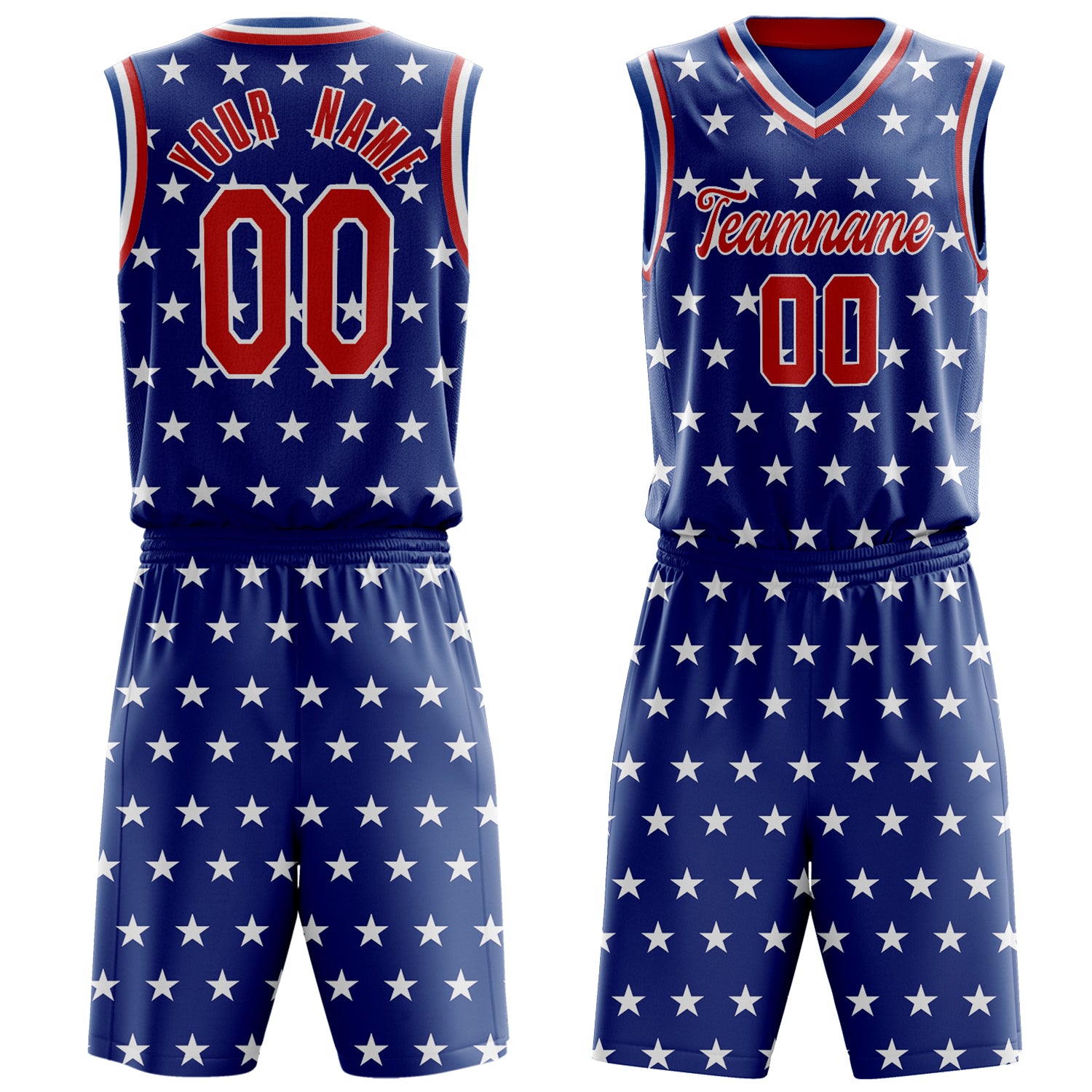 Maßgeschneidertes professionelles Königsblau Rot Basketballtrikot-Set BS03240701JG198